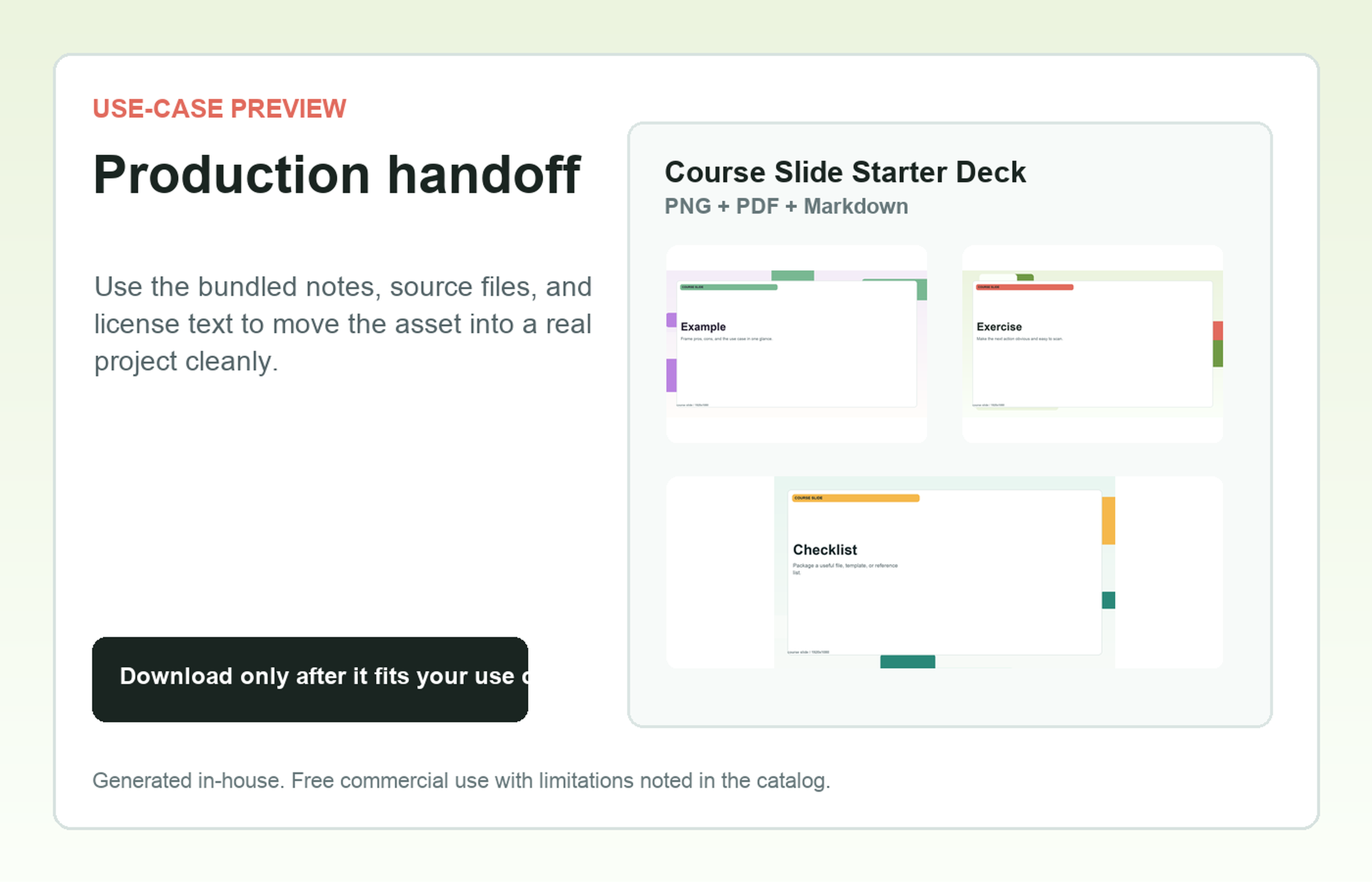 Course Slide Starter Deck Production handoff use-case preview