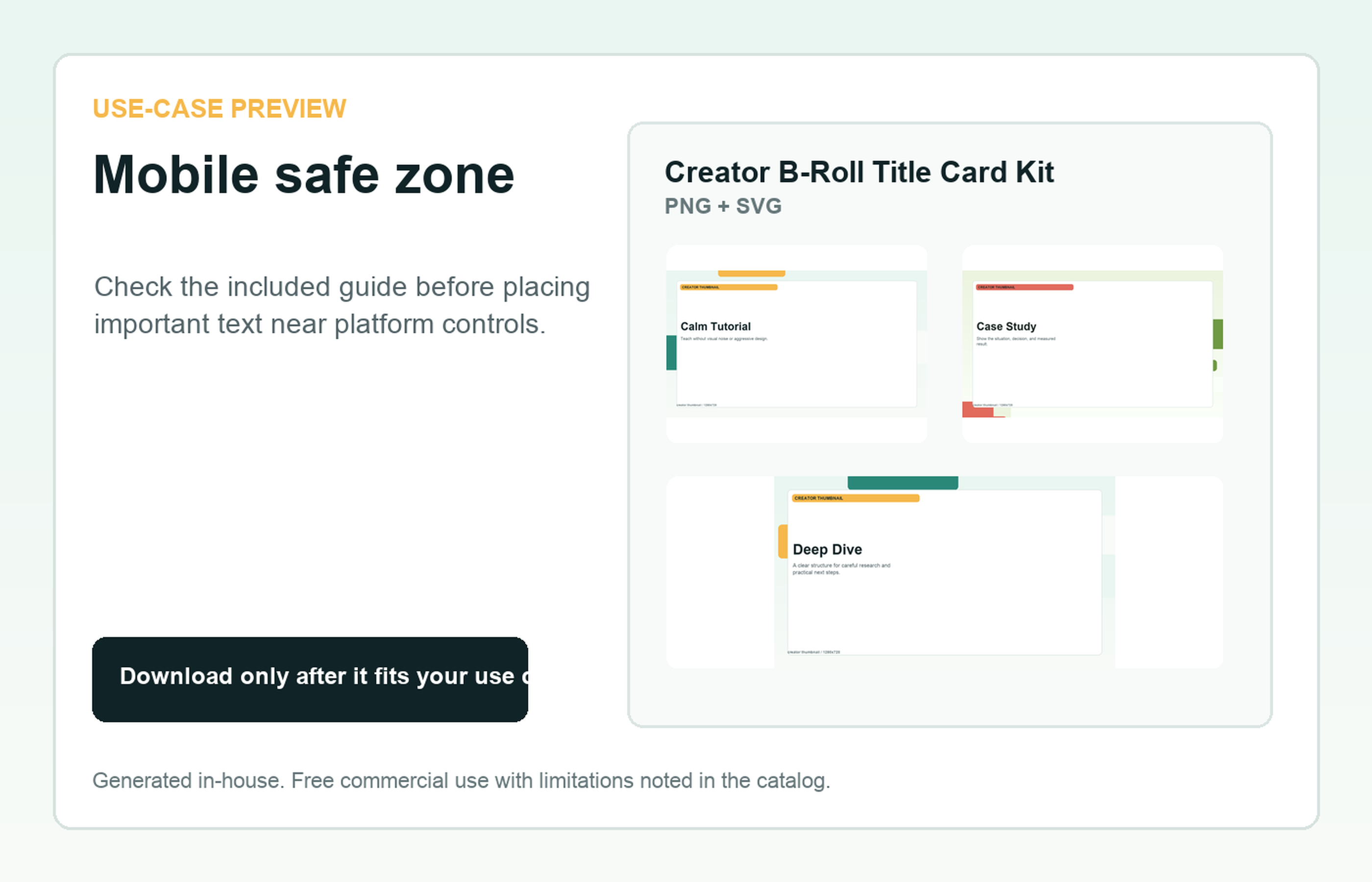 Creator B-Roll Title Card Kit Mobile safe zone use-case preview