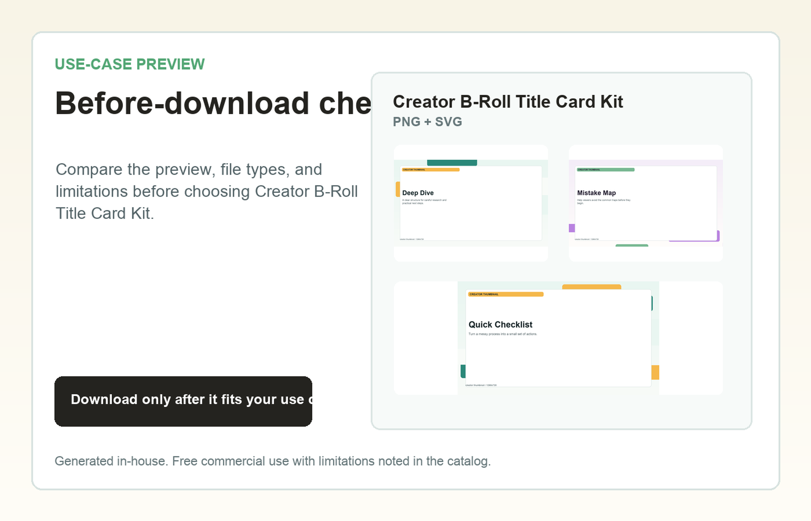 Creator B-Roll Title Card Kit Before-download check use-case preview