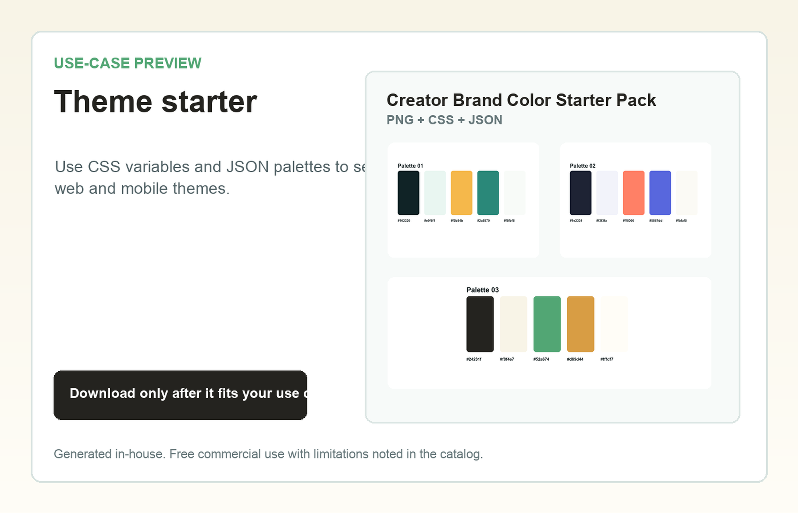 Creator Brand Color Starter Pack Theme starter use-case preview