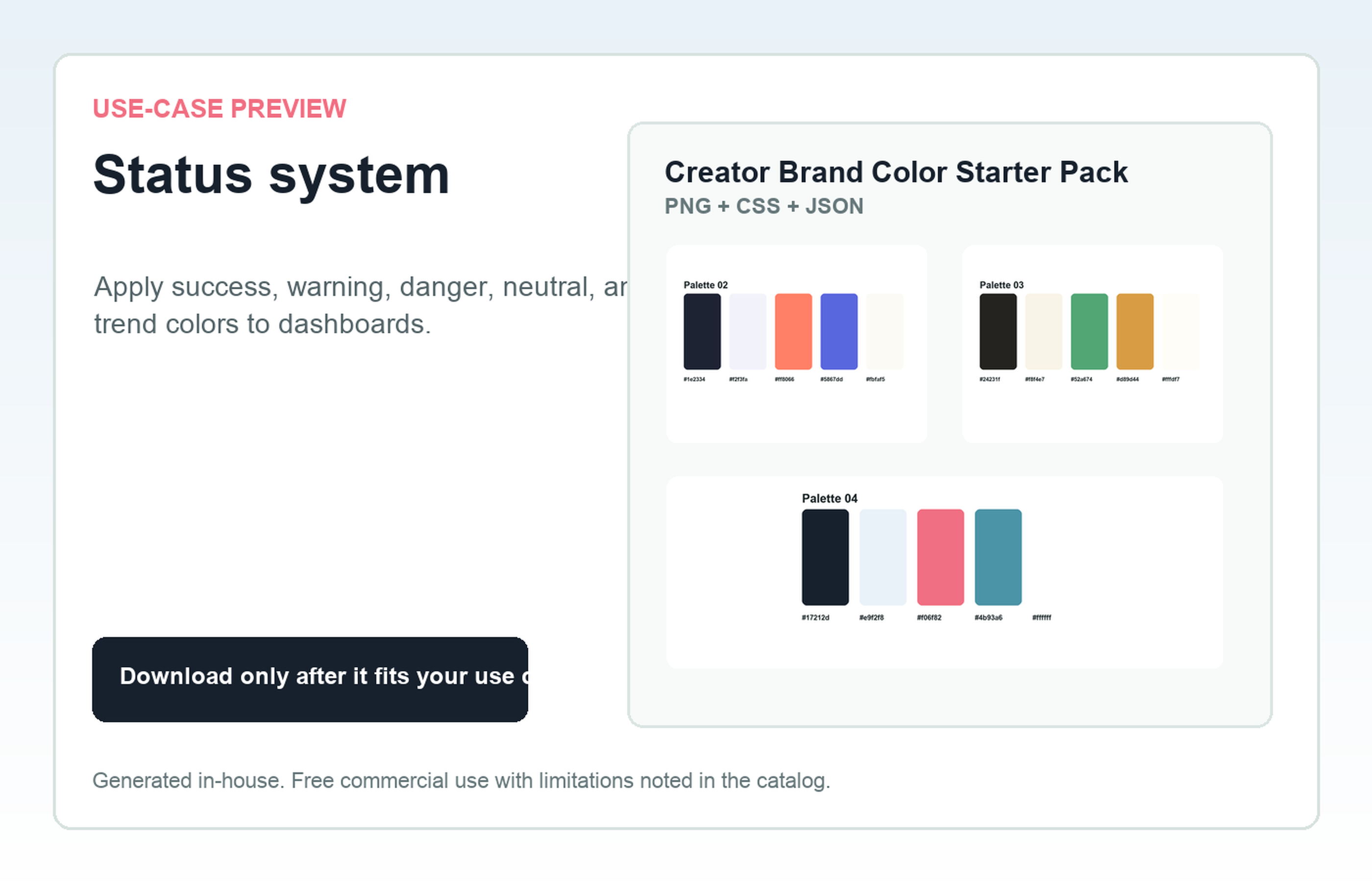 Creator Brand Color Starter Pack Status system use-case preview