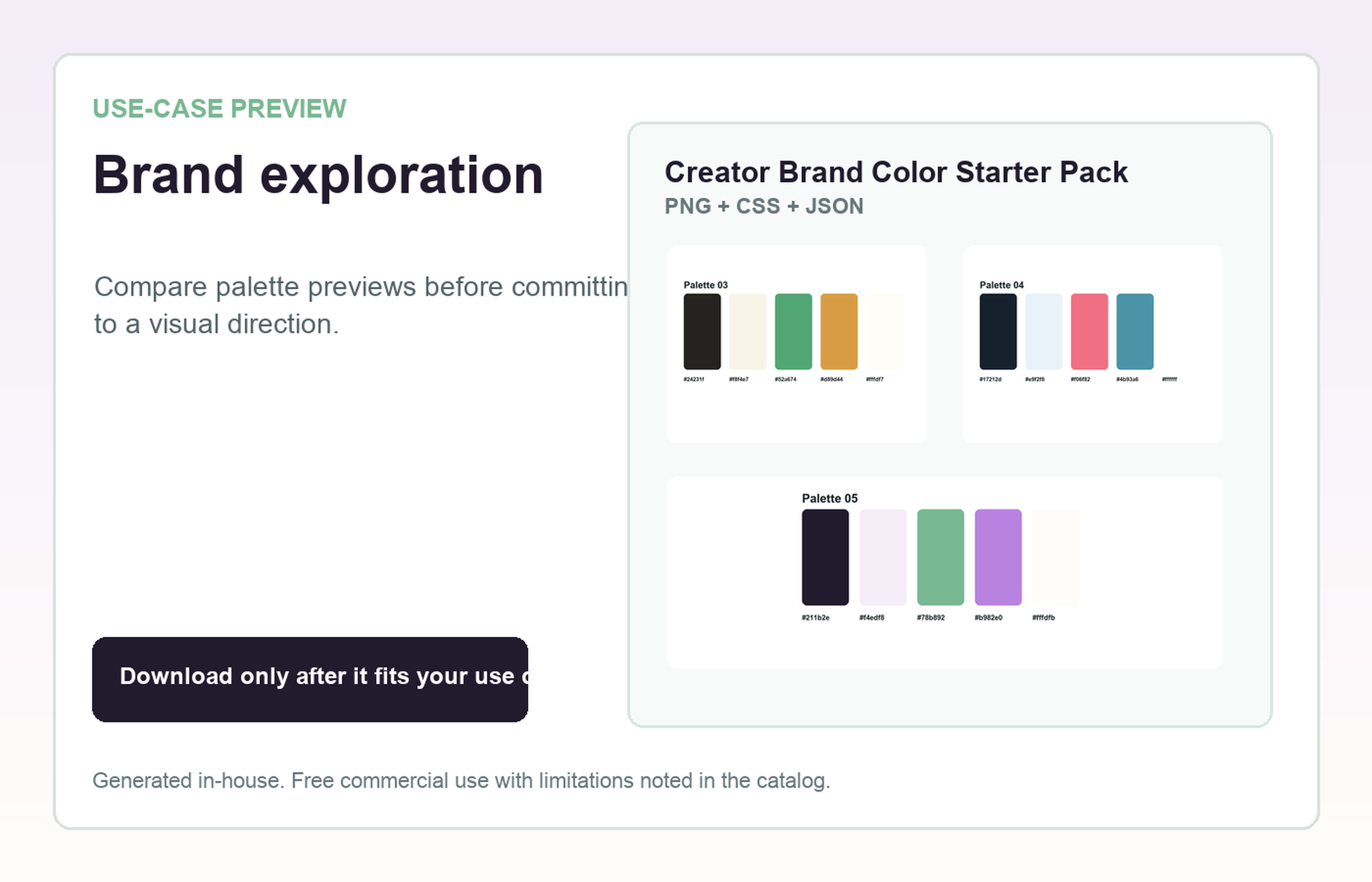 Creator Brand Color Starter Pack Brand exploration use-case preview