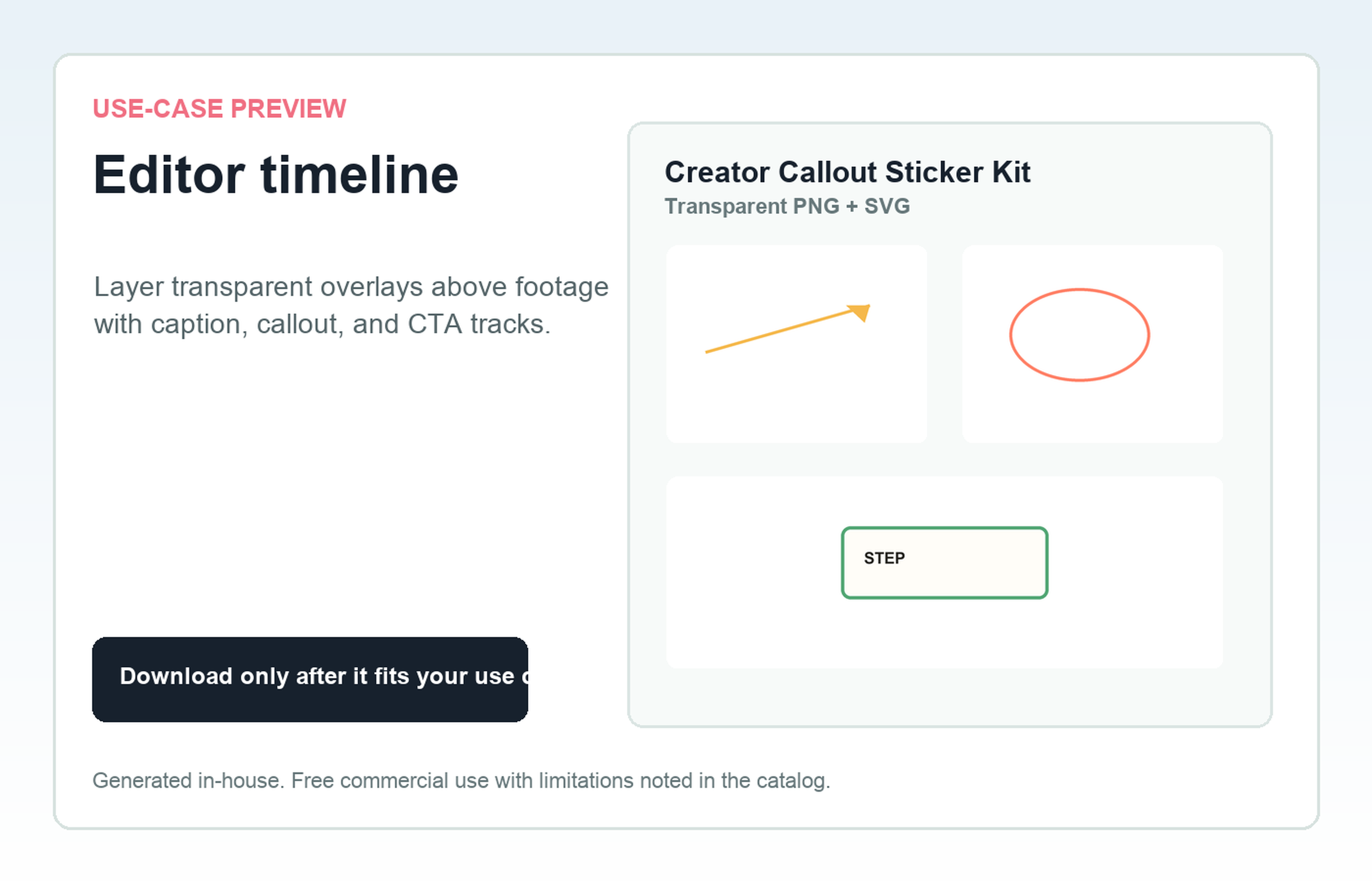 Creator Callout Sticker Kit Editor timeline use-case preview