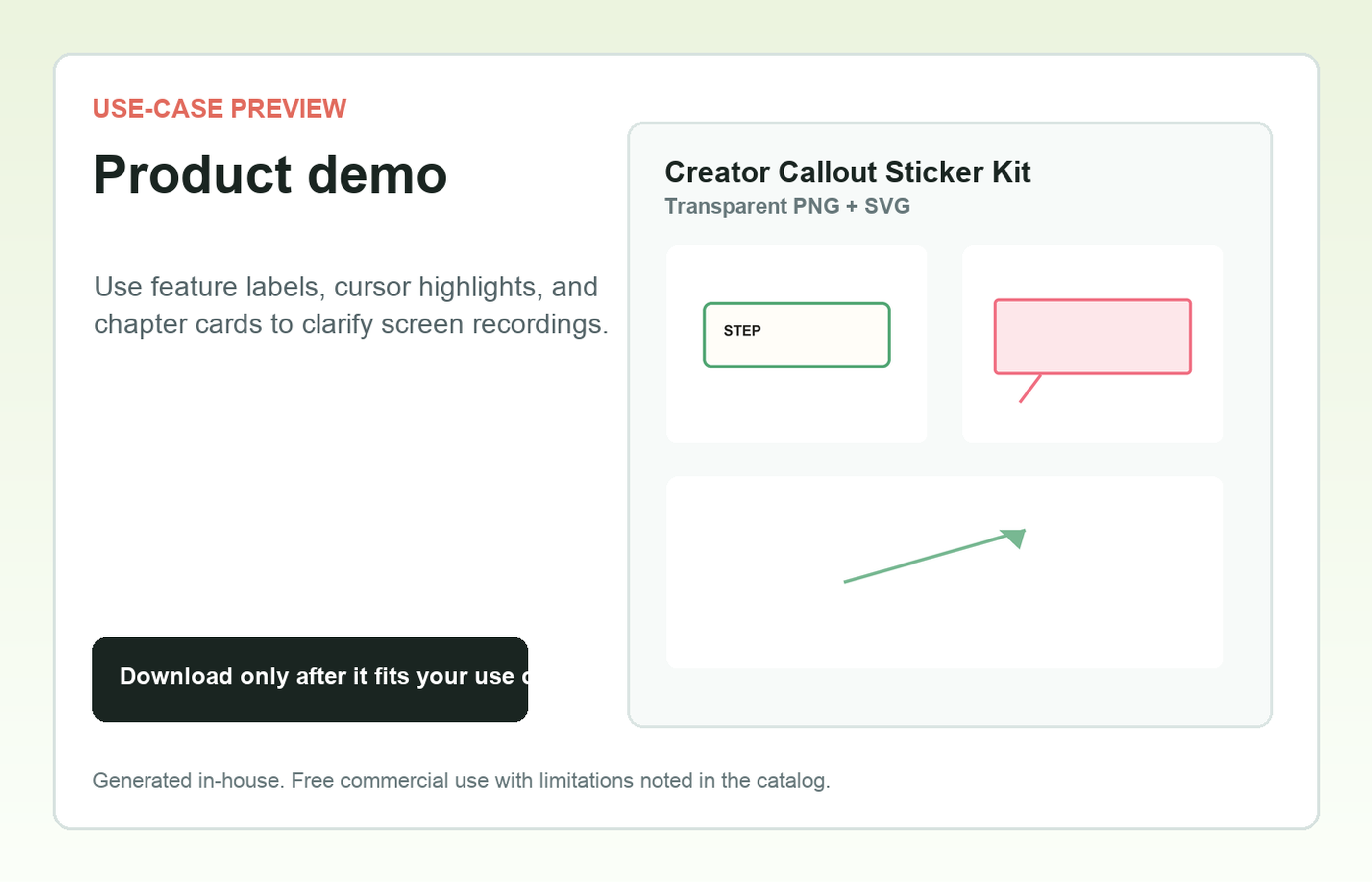 Creator Callout Sticker Kit Product demo use-case preview