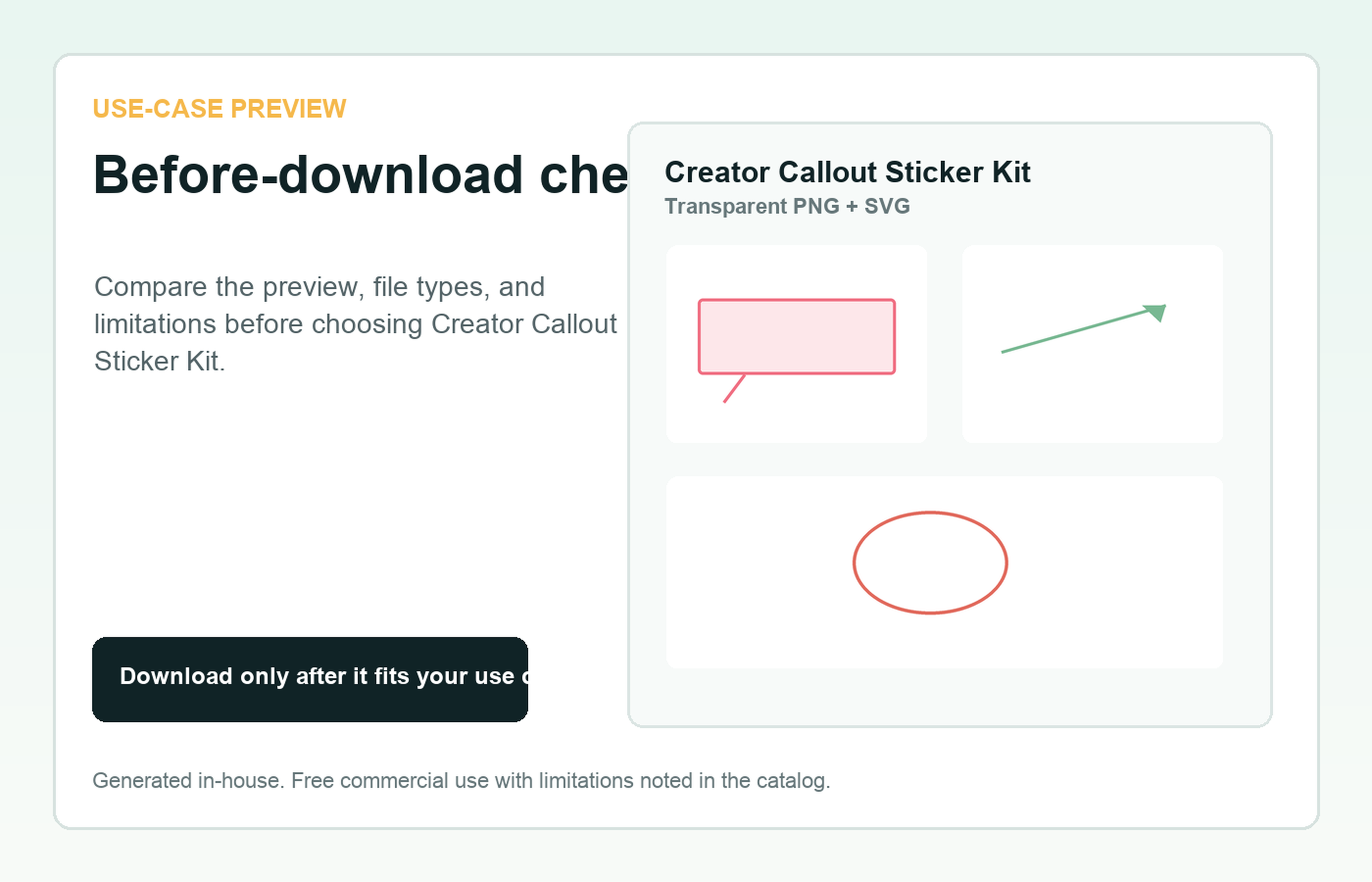 Creator Callout Sticker Kit Before-download check use-case preview