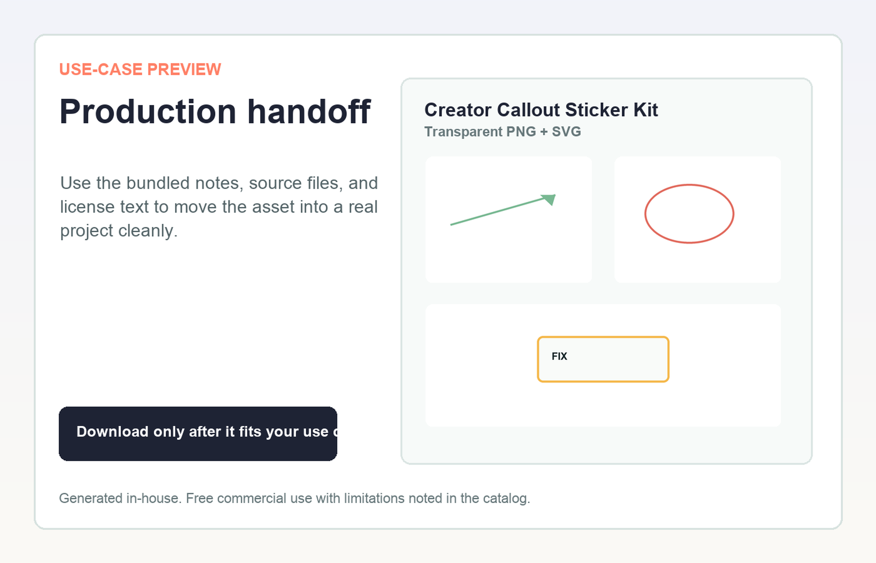 Creator Callout Sticker Kit Production handoff use-case preview