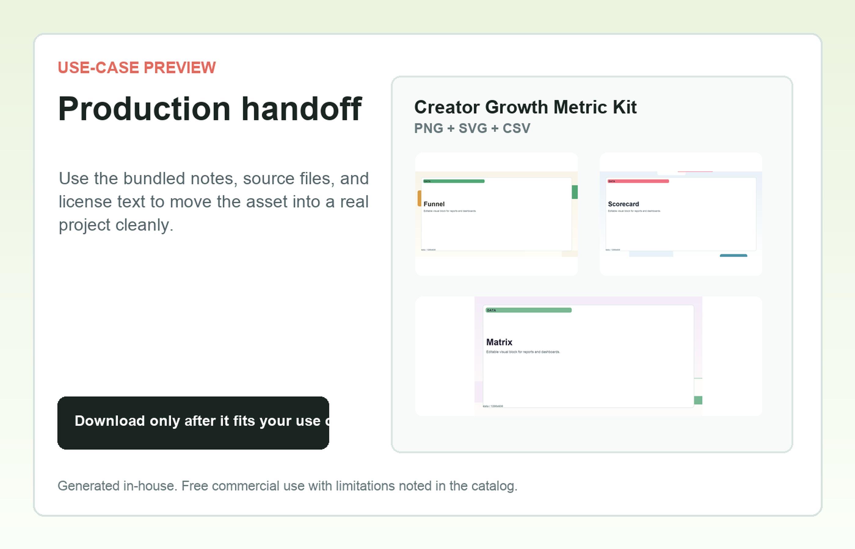 Creator Growth Metric Kit Production handoff use-case preview