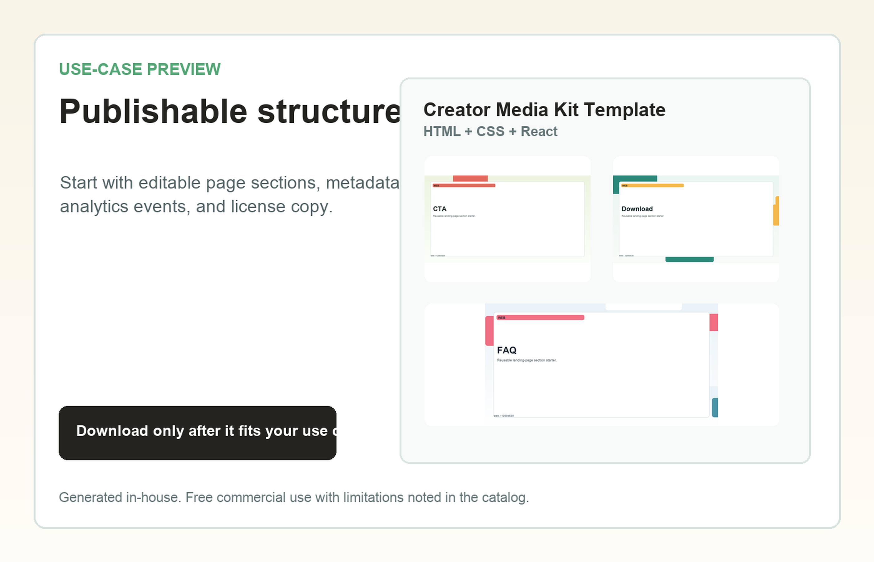 Creator Media Kit Template Publishable structure use-case preview