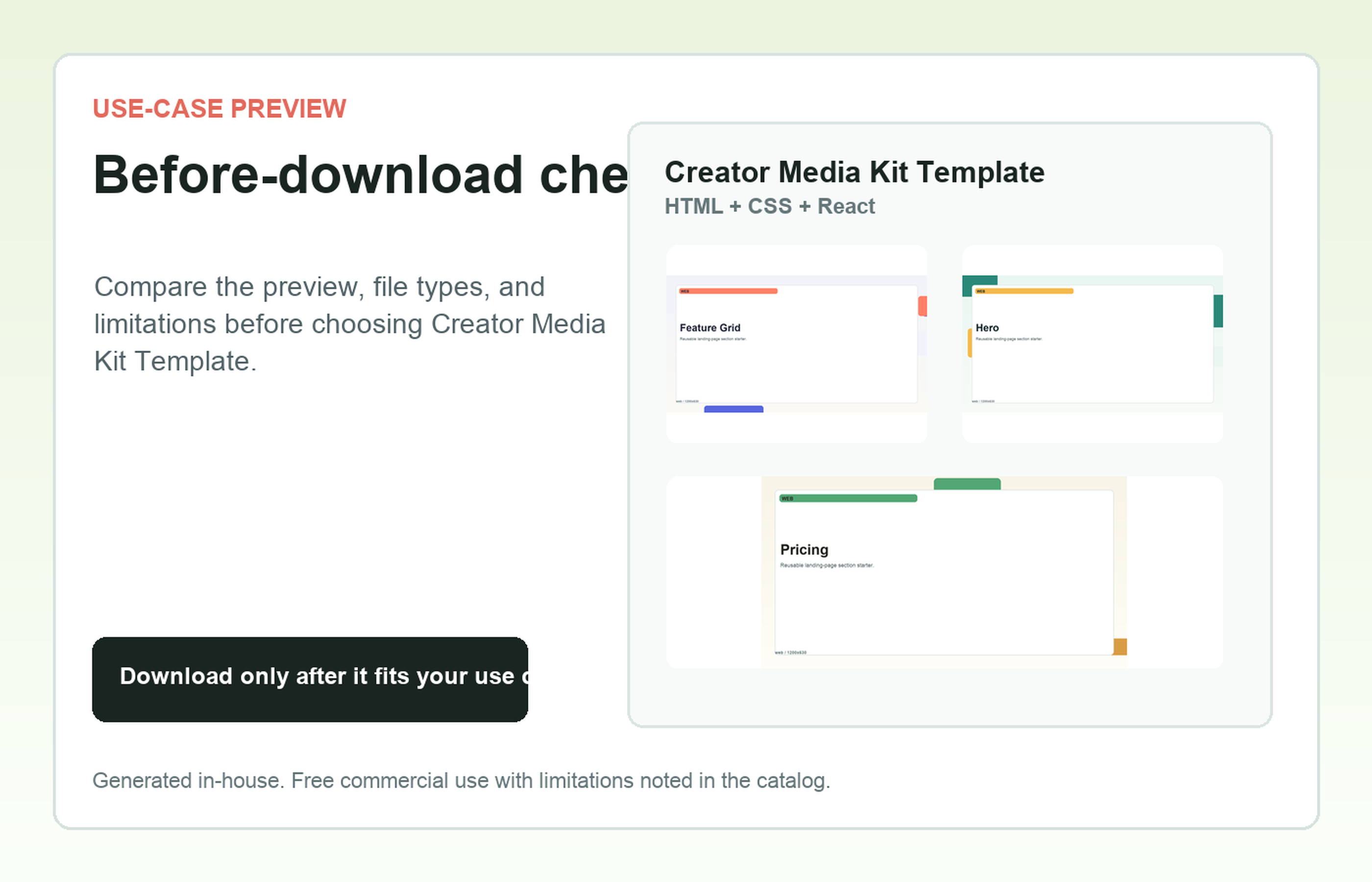 Creator Media Kit Template Before-download check use-case preview