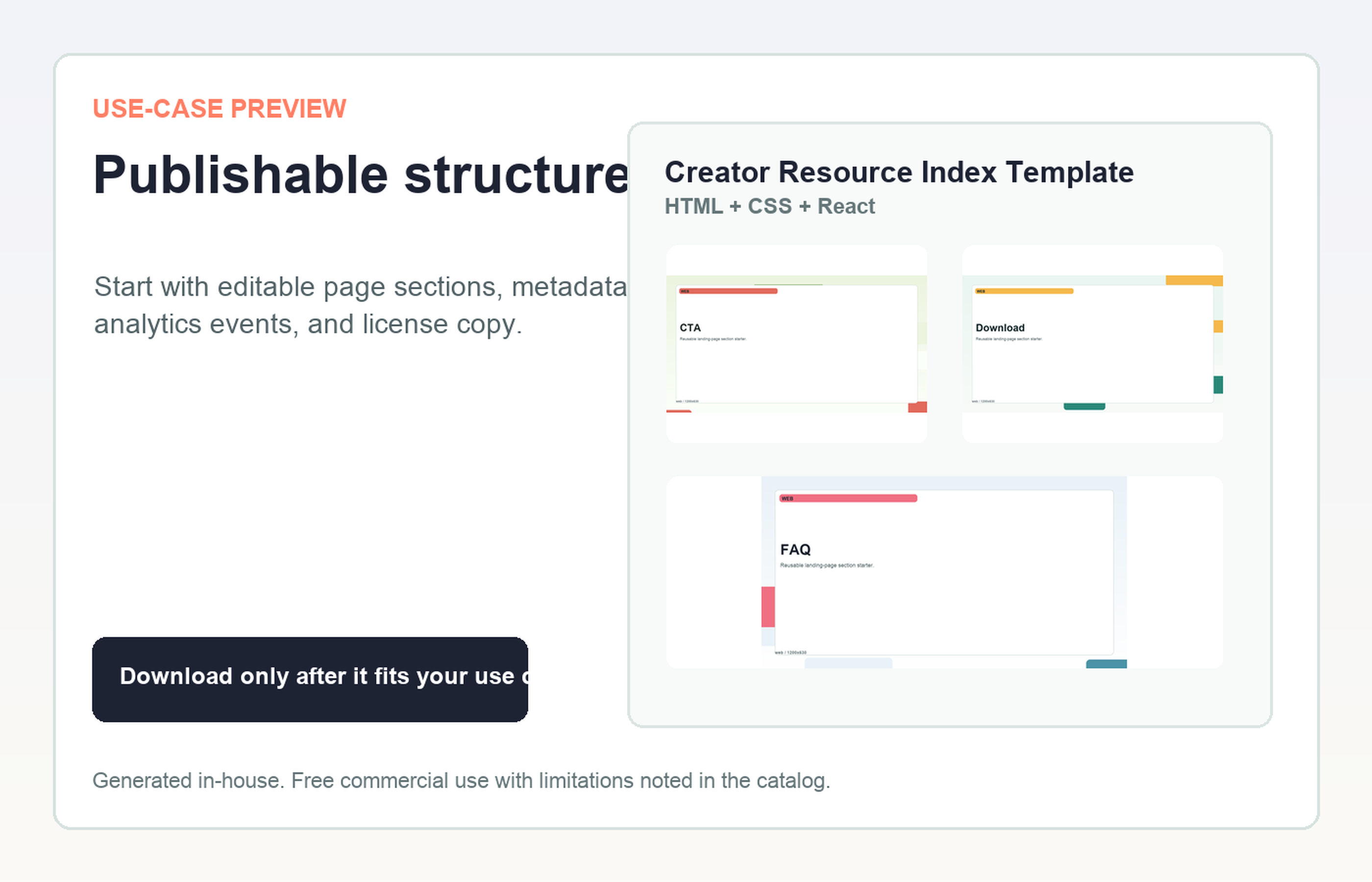 Creator Resource Index Template Publishable structure use-case preview
