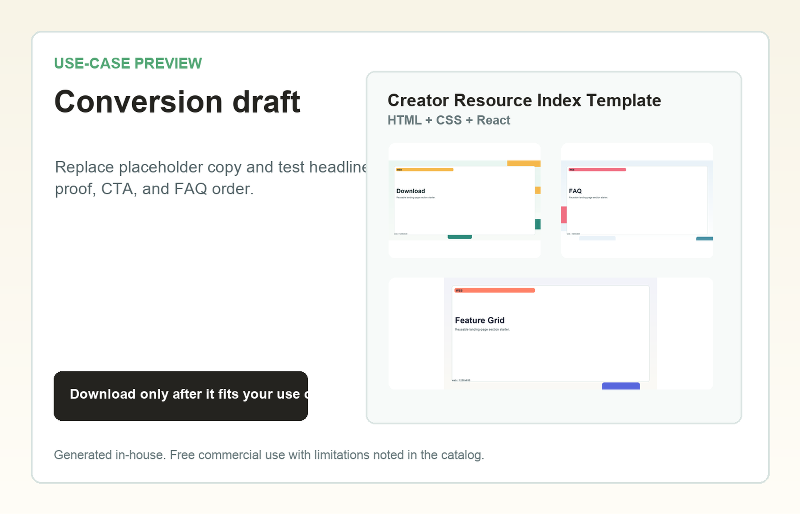 Creator Resource Index Template Conversion draft use-case preview