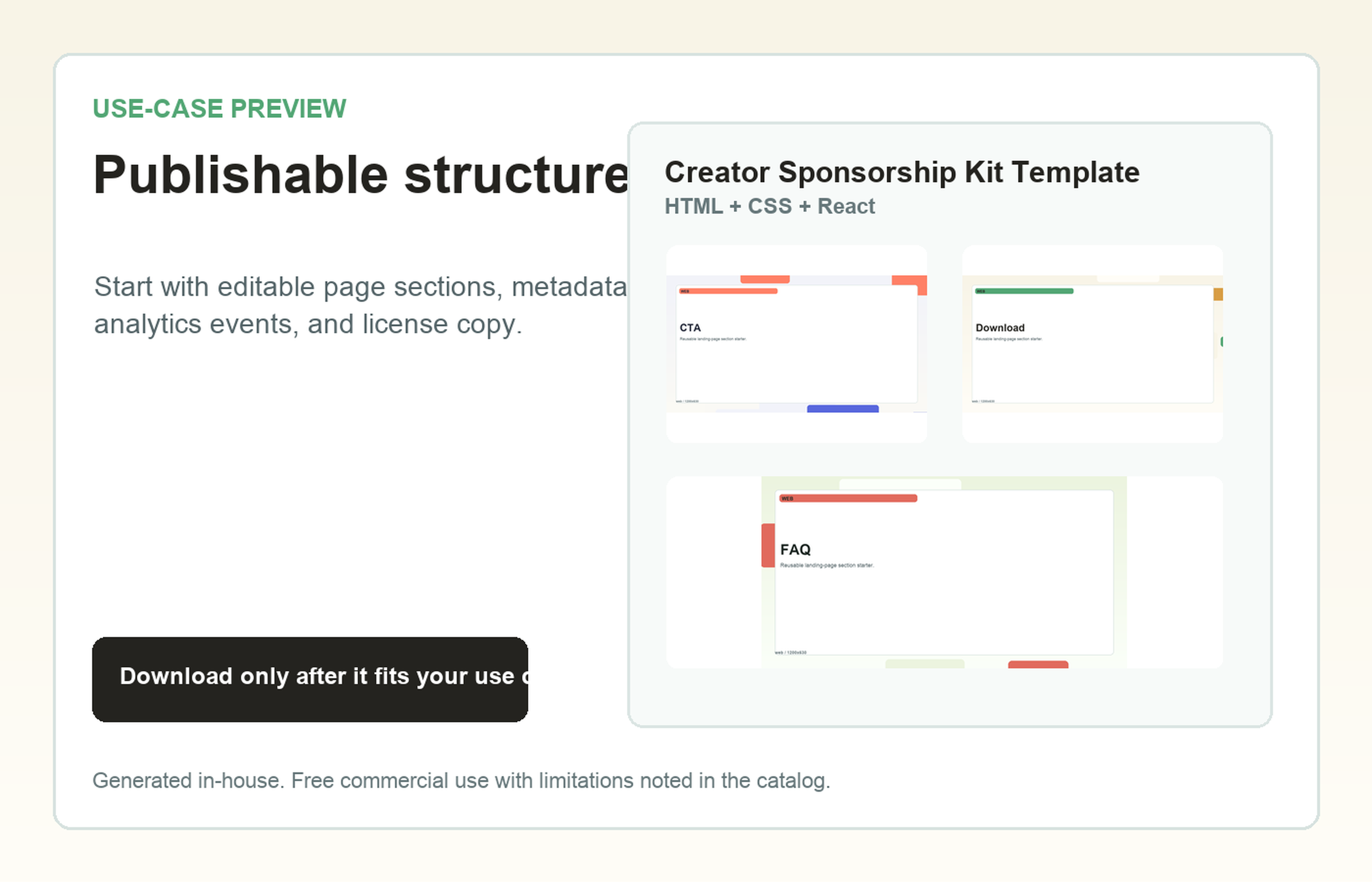 Creator Sponsorship Kit Template Publishable structure use-case preview