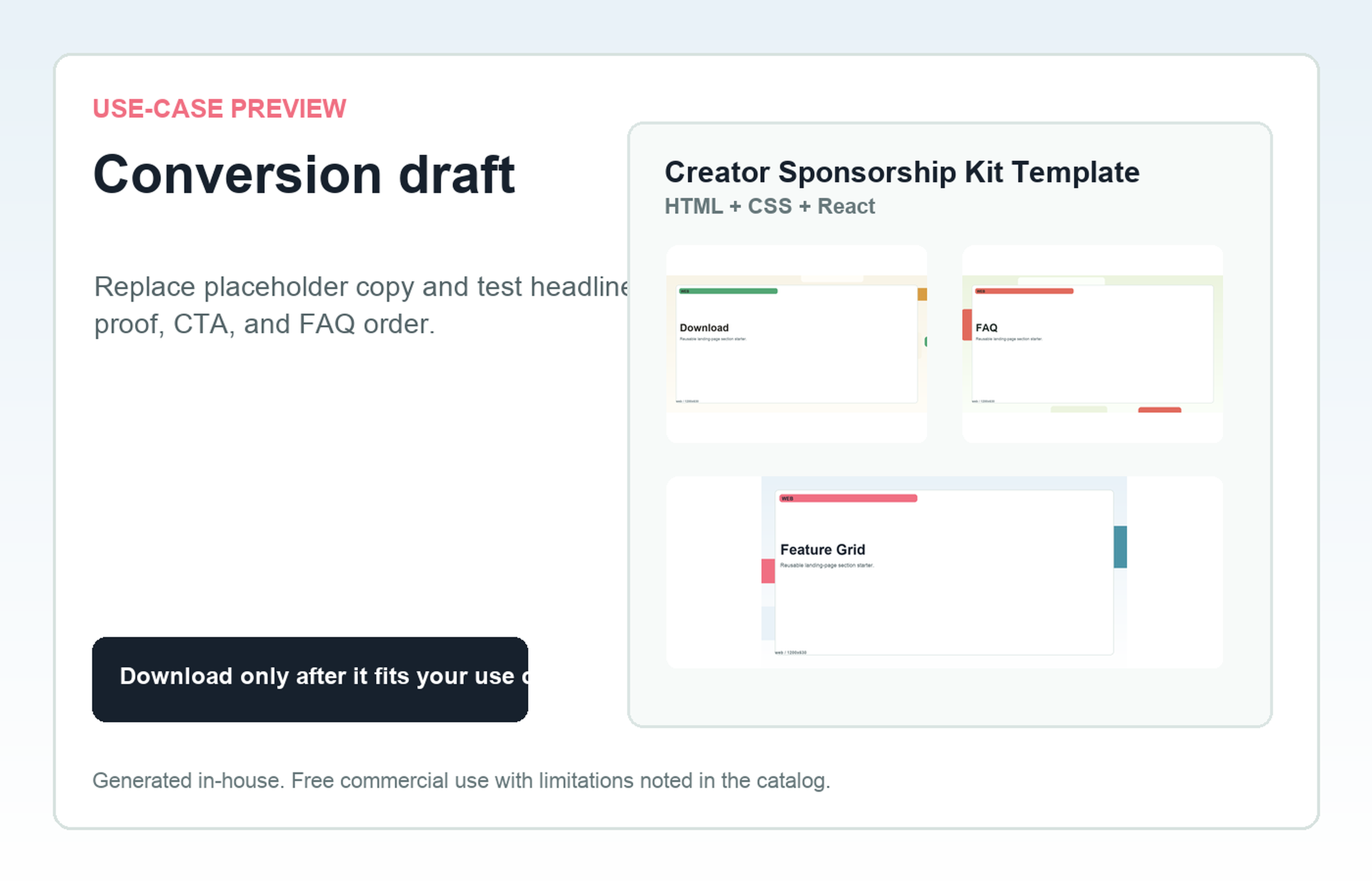 Creator Sponsorship Kit Template Conversion draft use-case preview