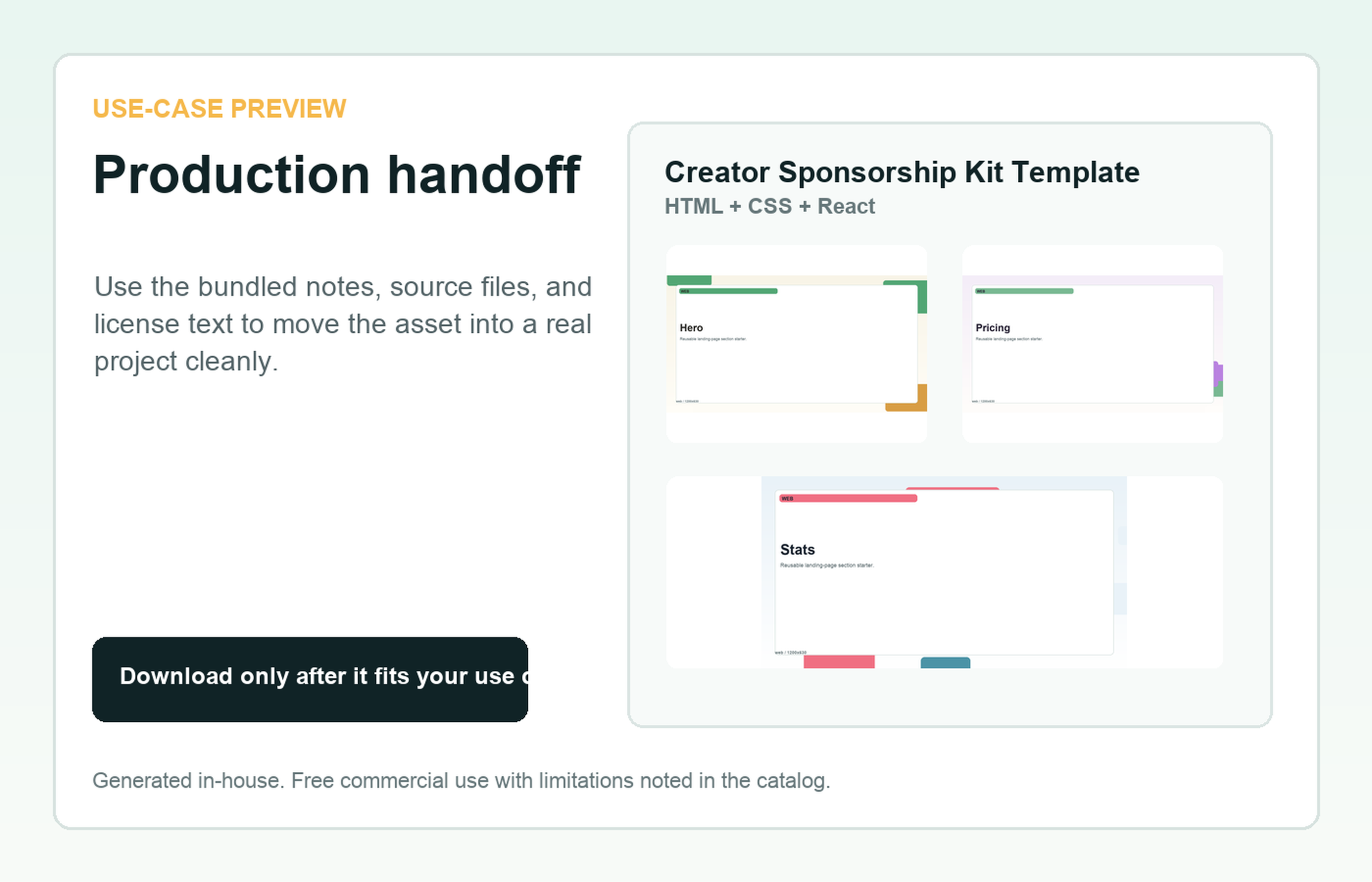 Creator Sponsorship Kit Template Production handoff use-case preview