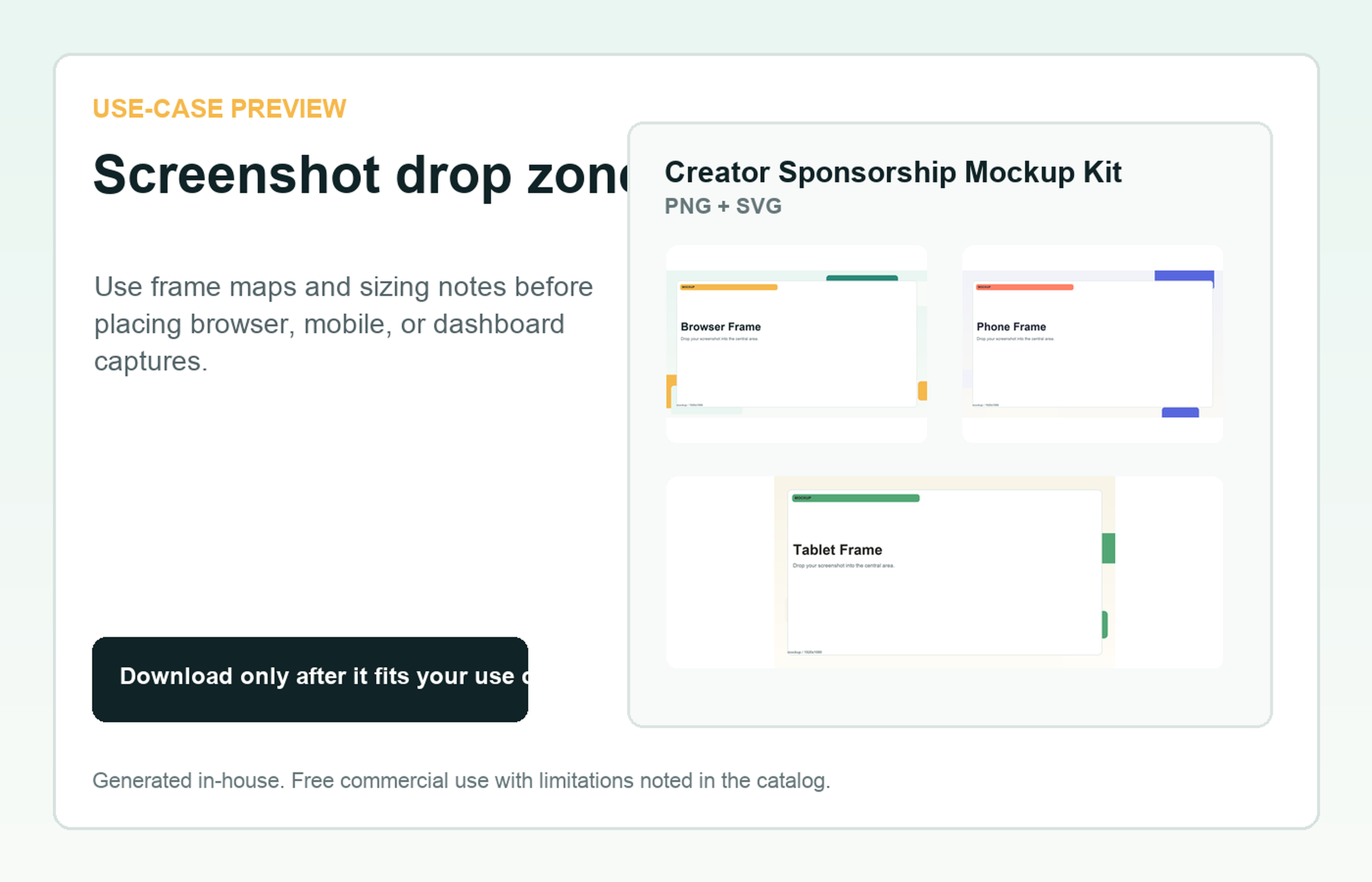 Creator Sponsorship Mockup Kit Screenshot drop zone use-case preview