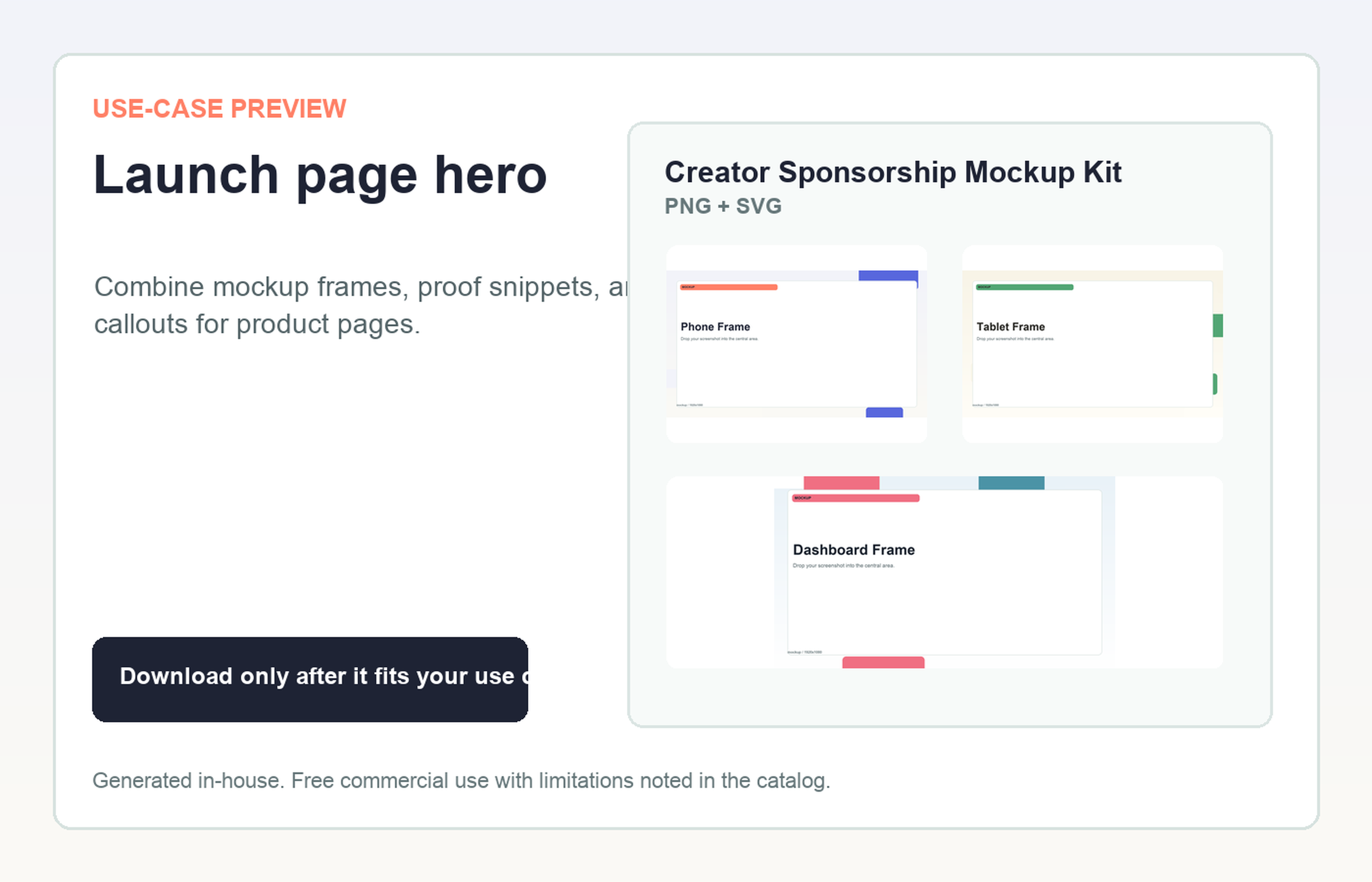Creator Sponsorship Mockup Kit Launch page hero use-case preview