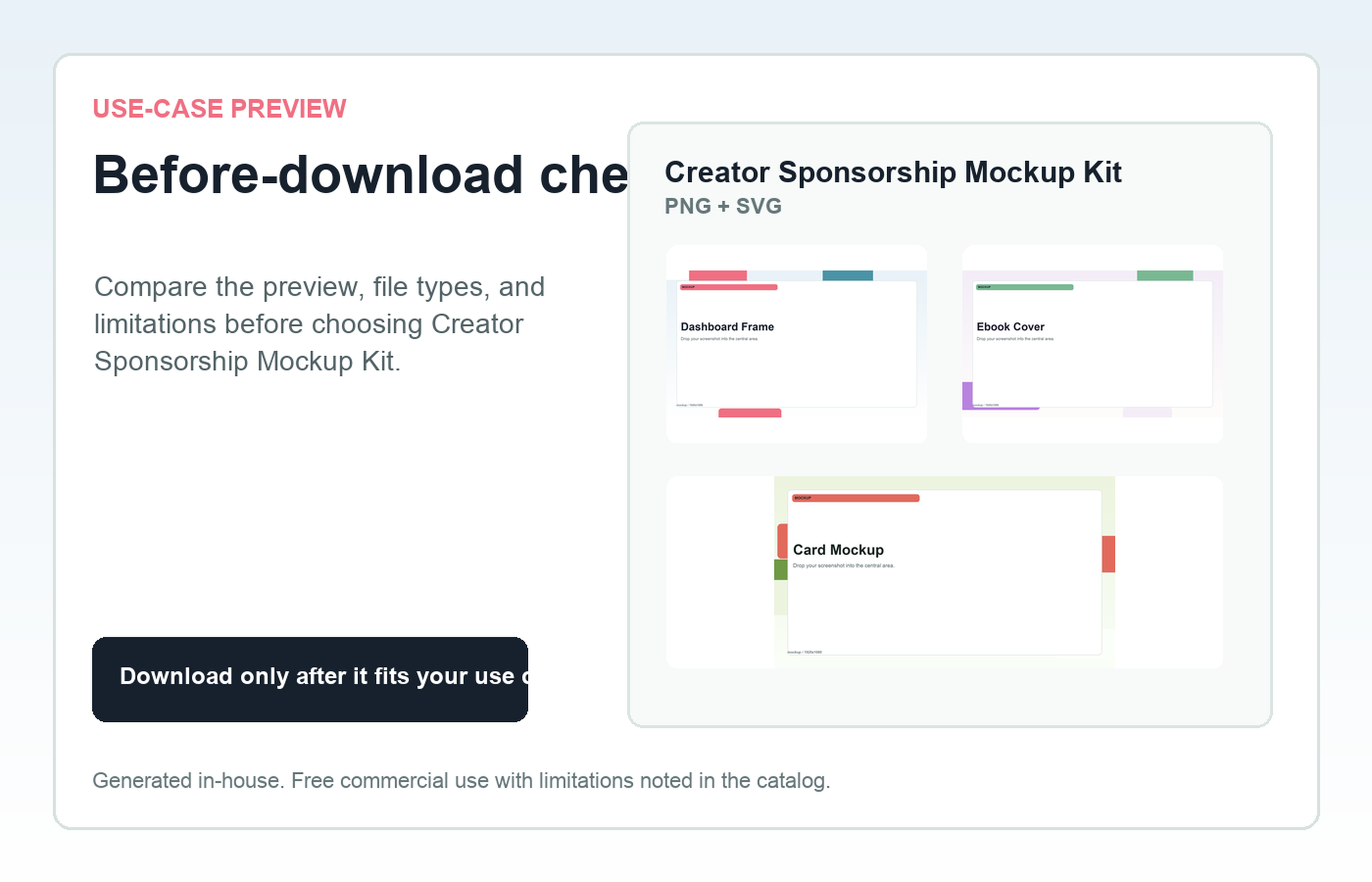 Creator Sponsorship Mockup Kit Before-download check use-case preview