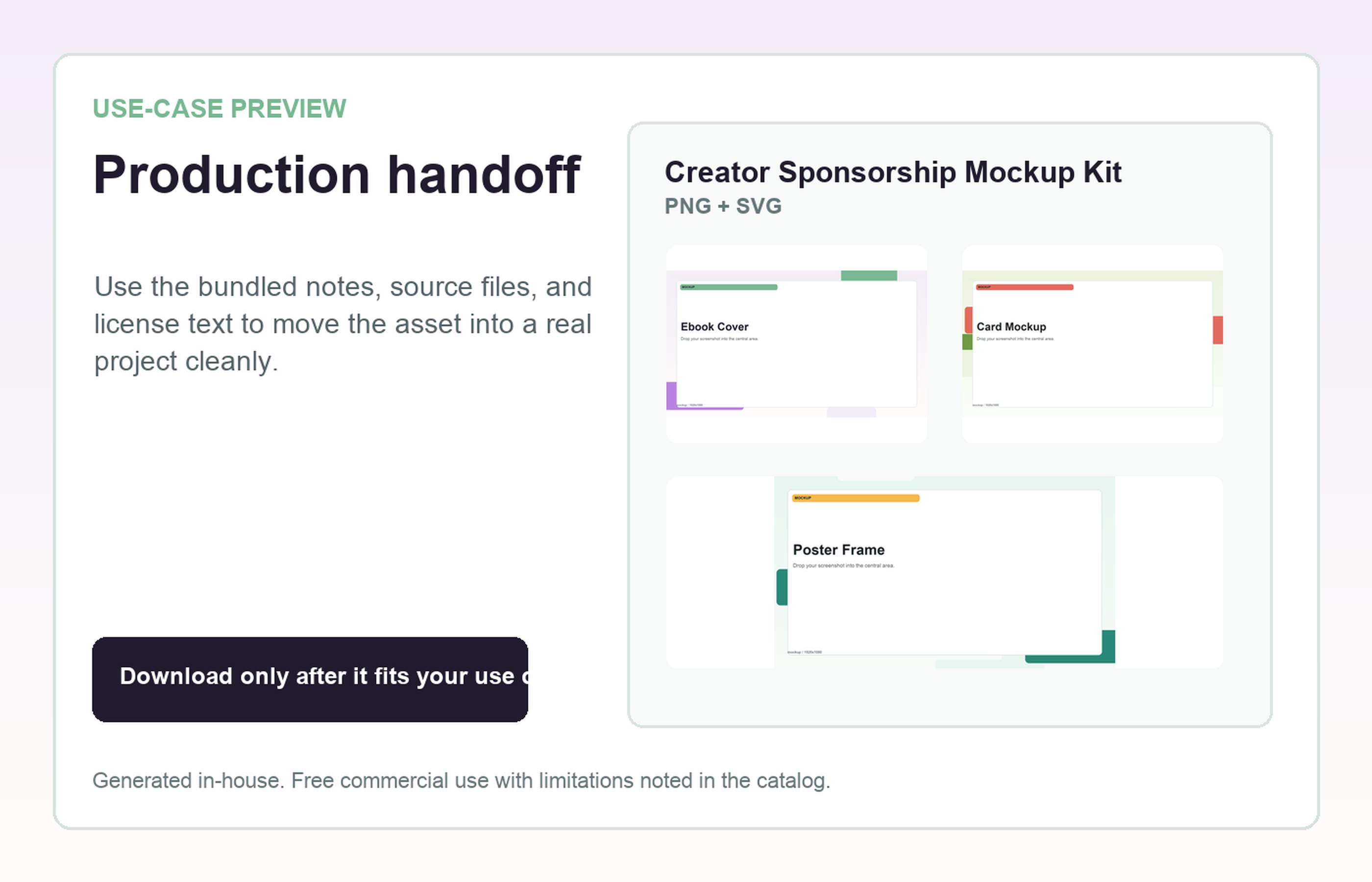 Creator Sponsorship Mockup Kit Production handoff use-case preview