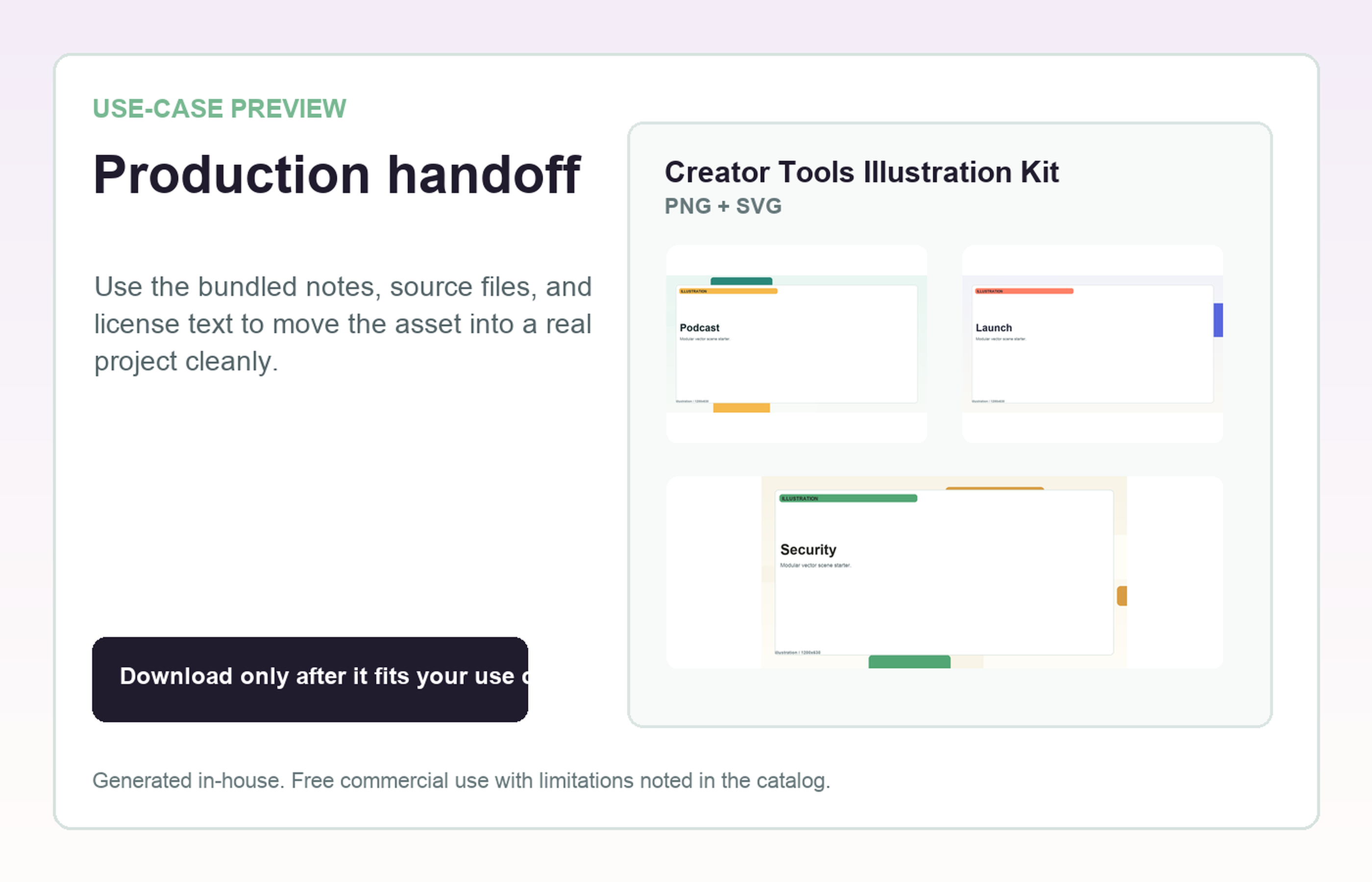 Creator Tools Illustration Kit Production handoff use-case preview
