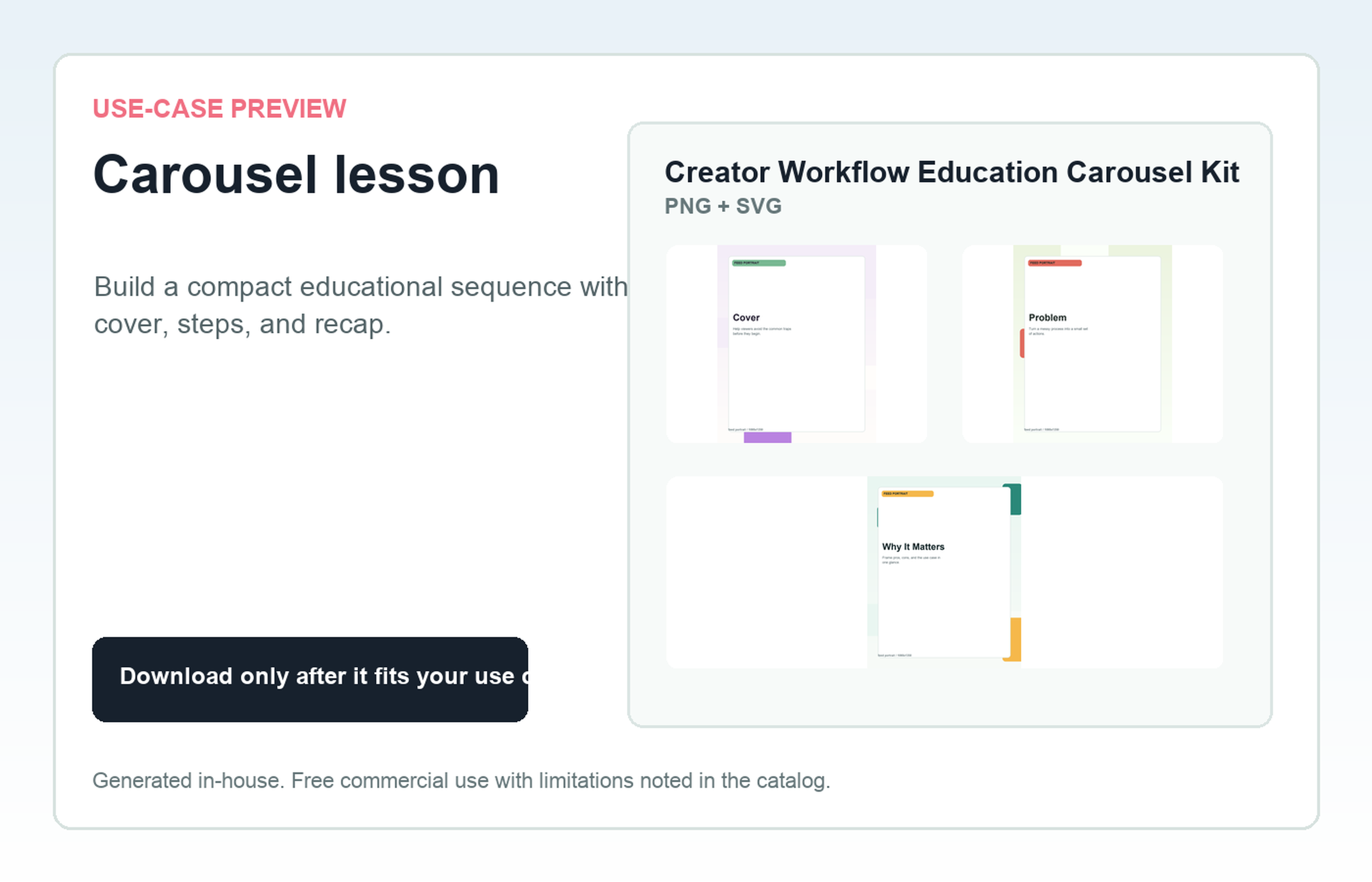 Creator Workflow Education Carousel Kit Carousel lesson use-case preview