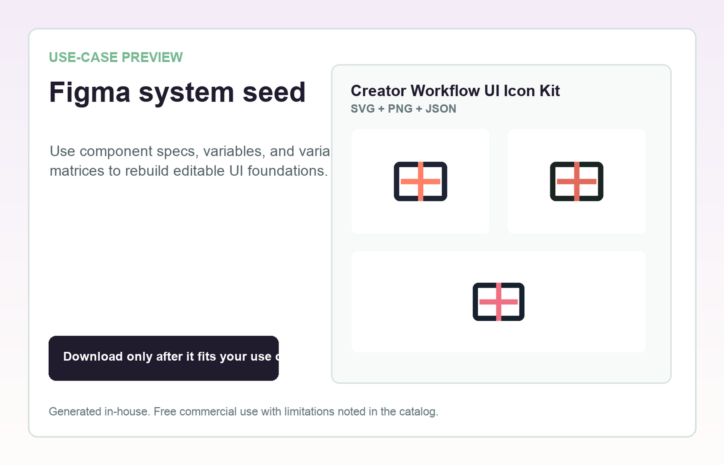 Creator Workflow UI Icon Kit Figma system seed use-case preview
