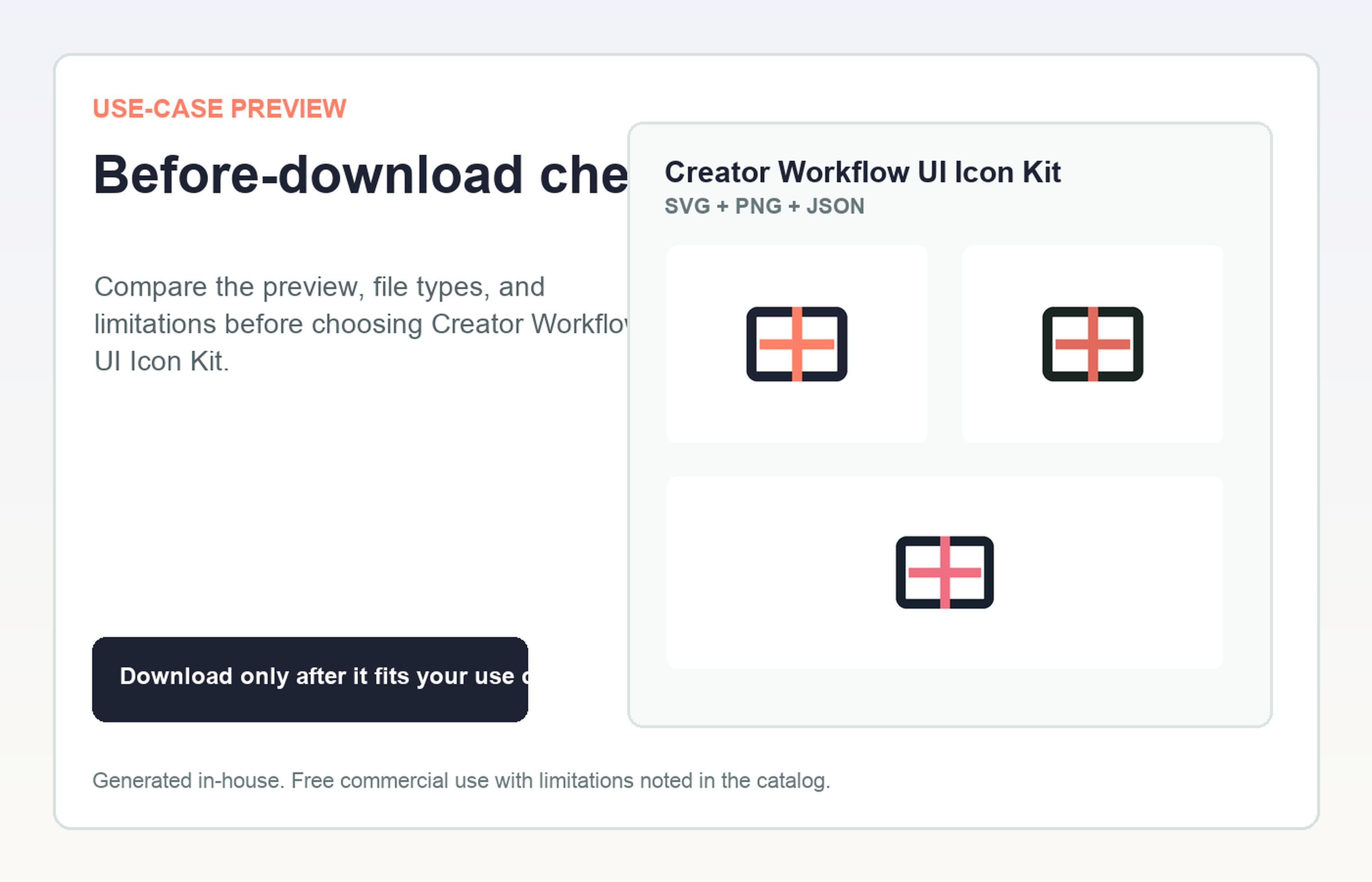 Creator Workflow UI Icon Kit Before-download check use-case preview