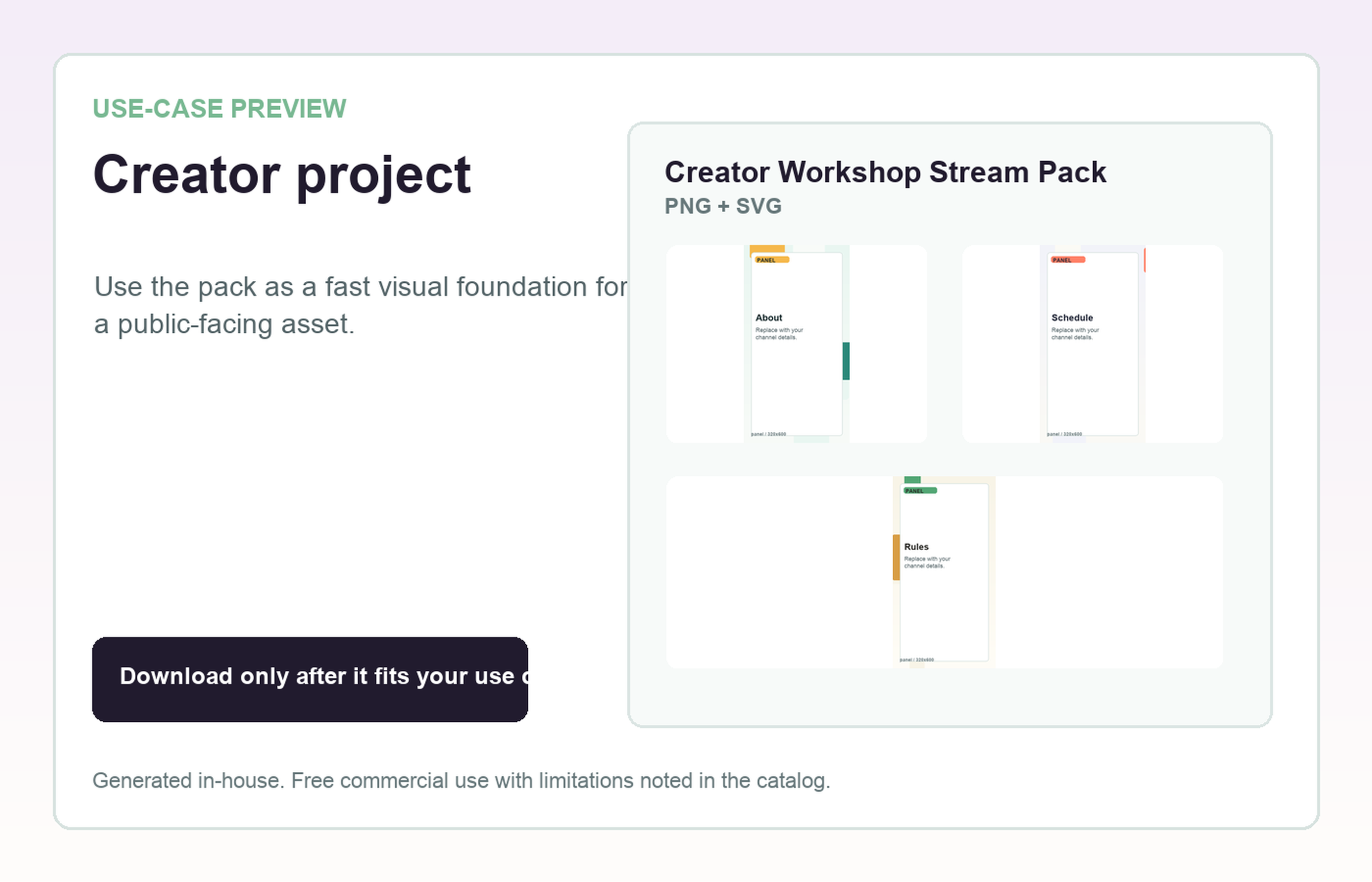 Creator Workshop Stream Pack Creator project use-case preview