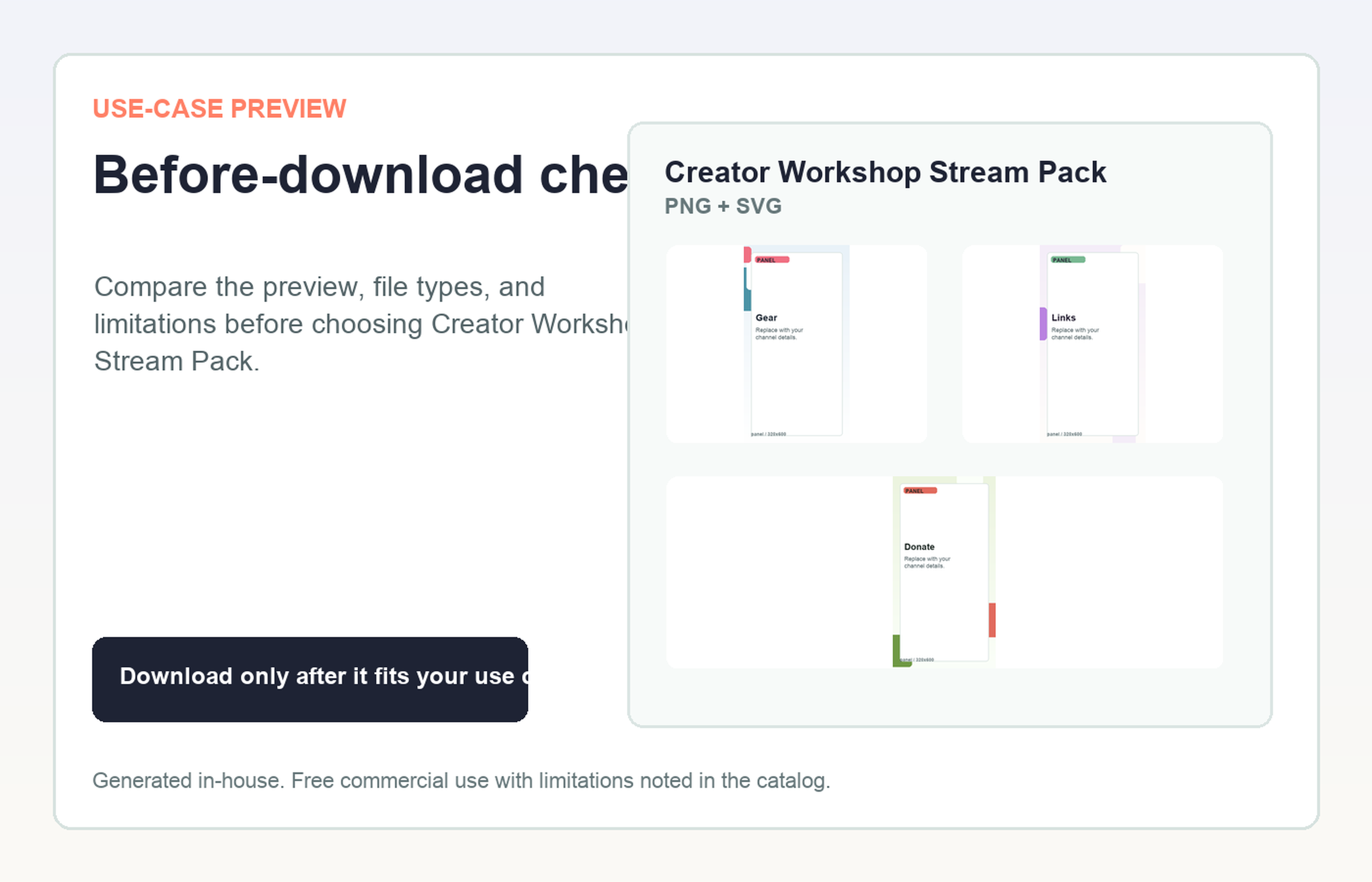 Creator Workshop Stream Pack Before-download check use-case preview