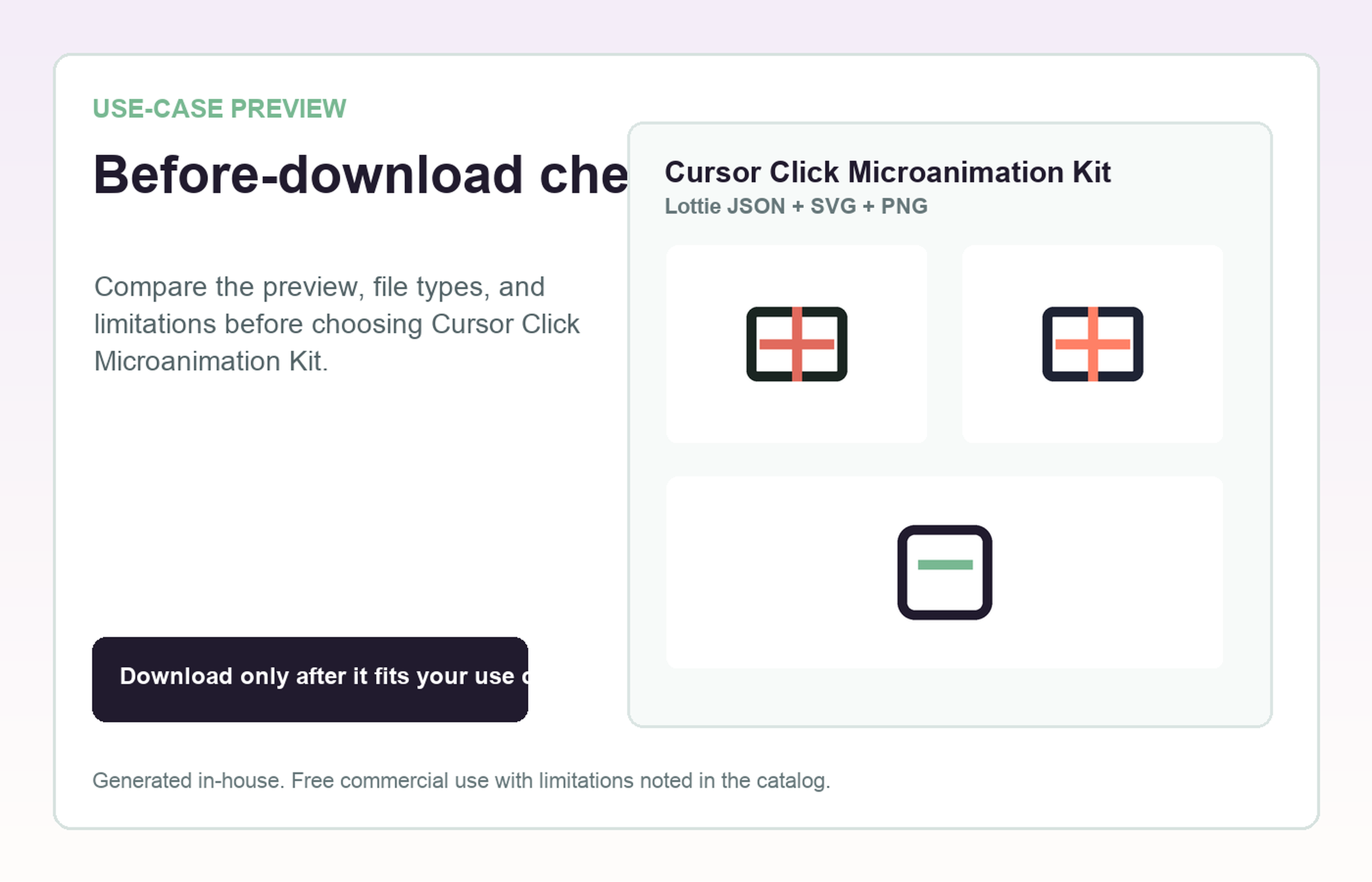 Cursor Click Microanimation Kit Before-download check use-case preview