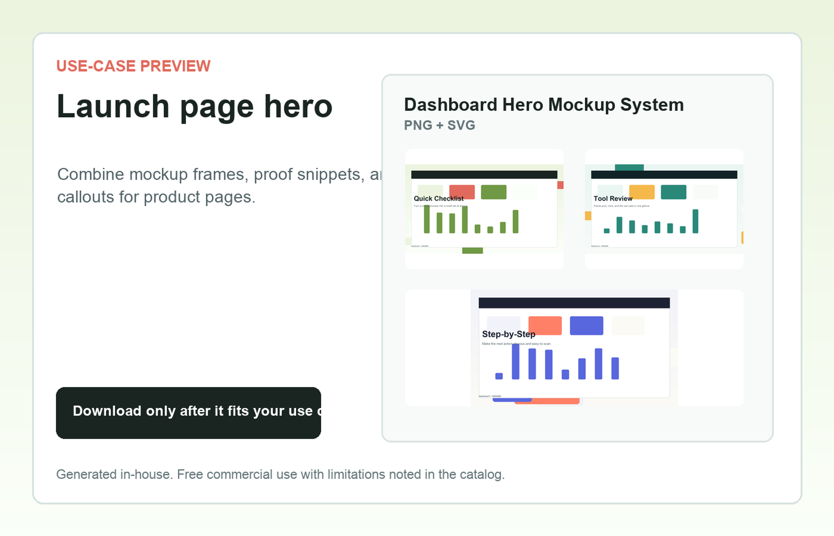 Dashboard Hero Mockup System Launch page hero use-case preview