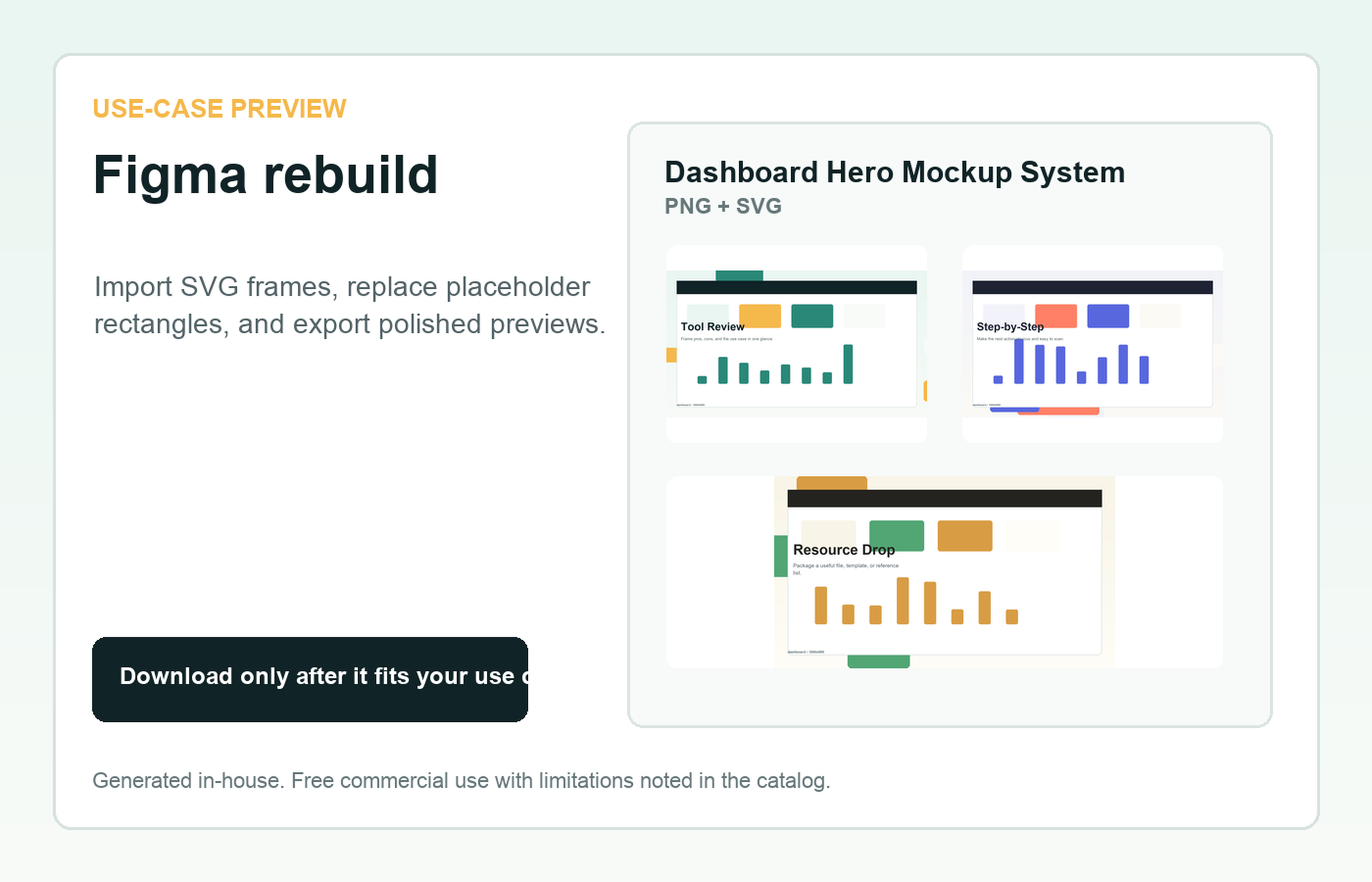 Dashboard Hero Mockup System Figma rebuild use-case preview