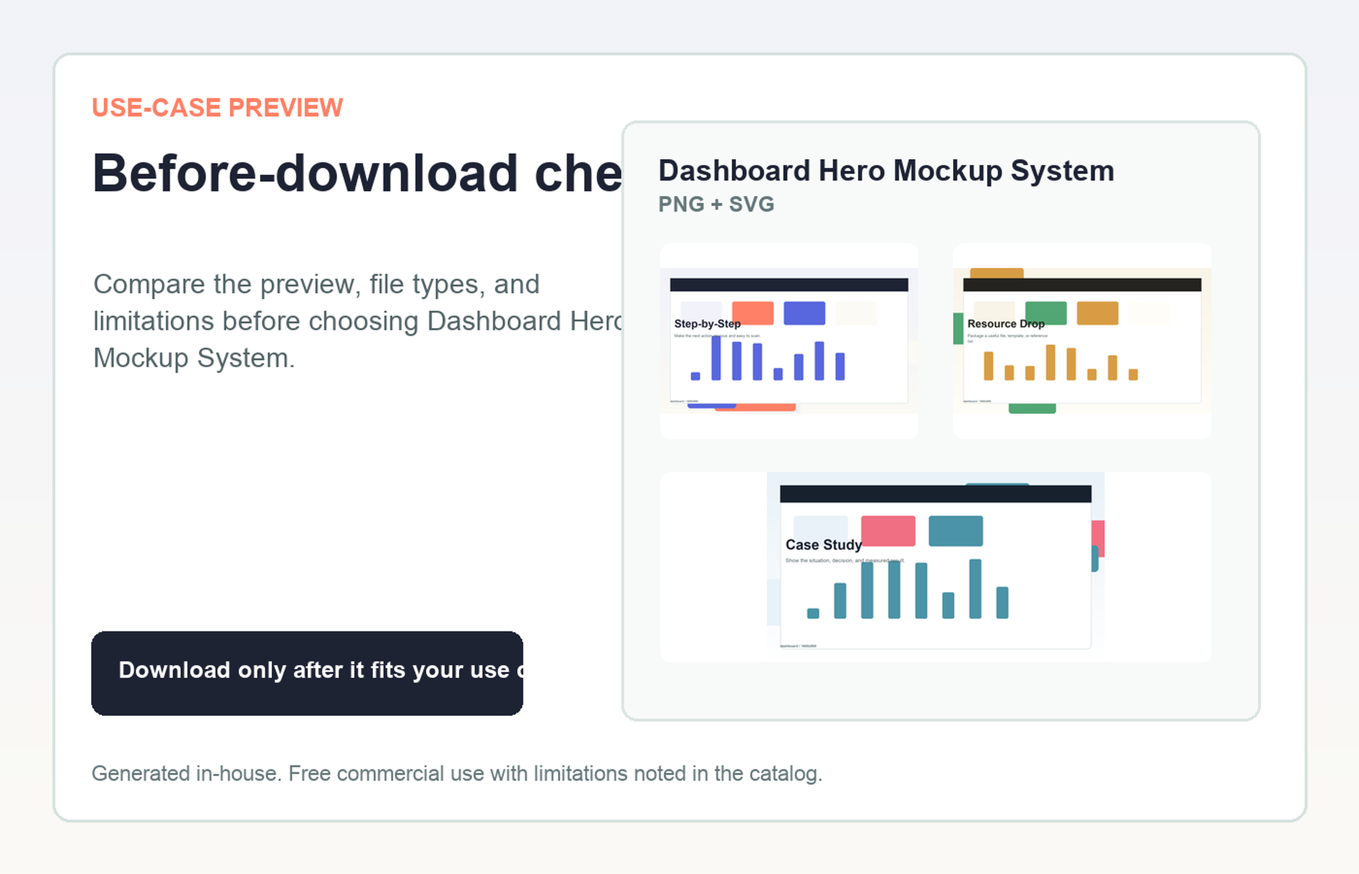 Dashboard Hero Mockup System Before-download check use-case preview