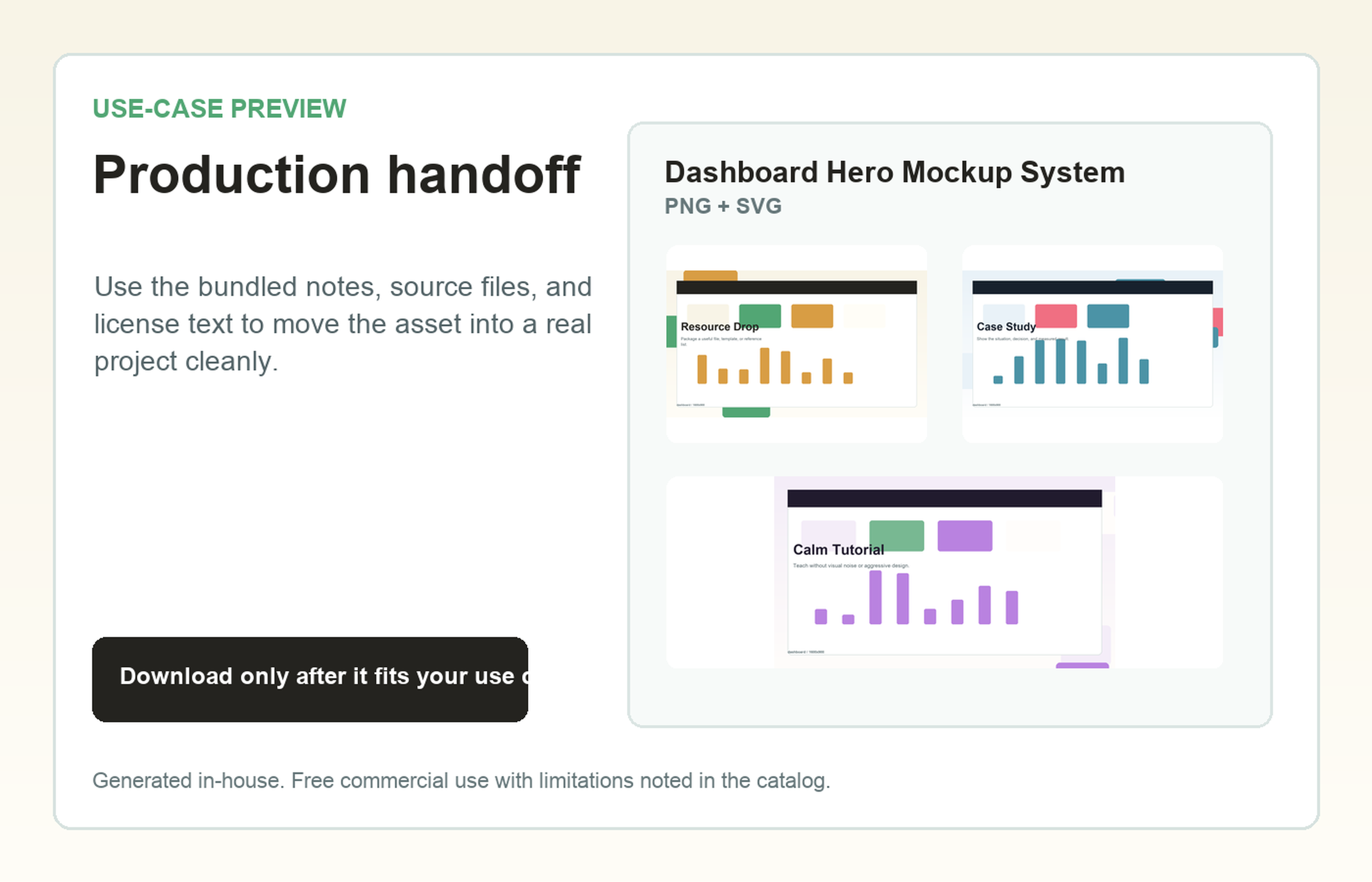 Dashboard Hero Mockup System Production handoff use-case preview