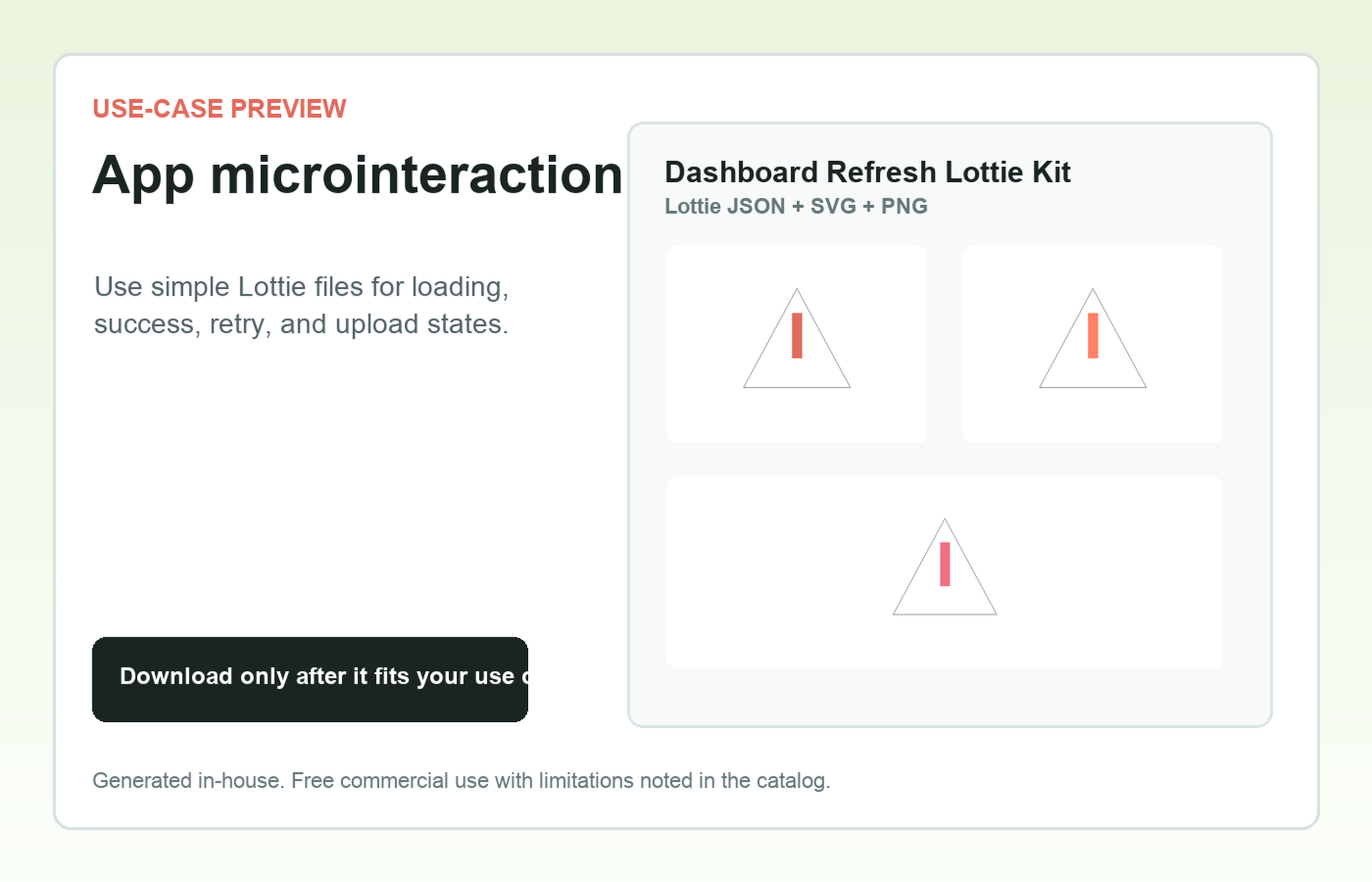 Dashboard Refresh Lottie Kit App microinteraction use-case preview
