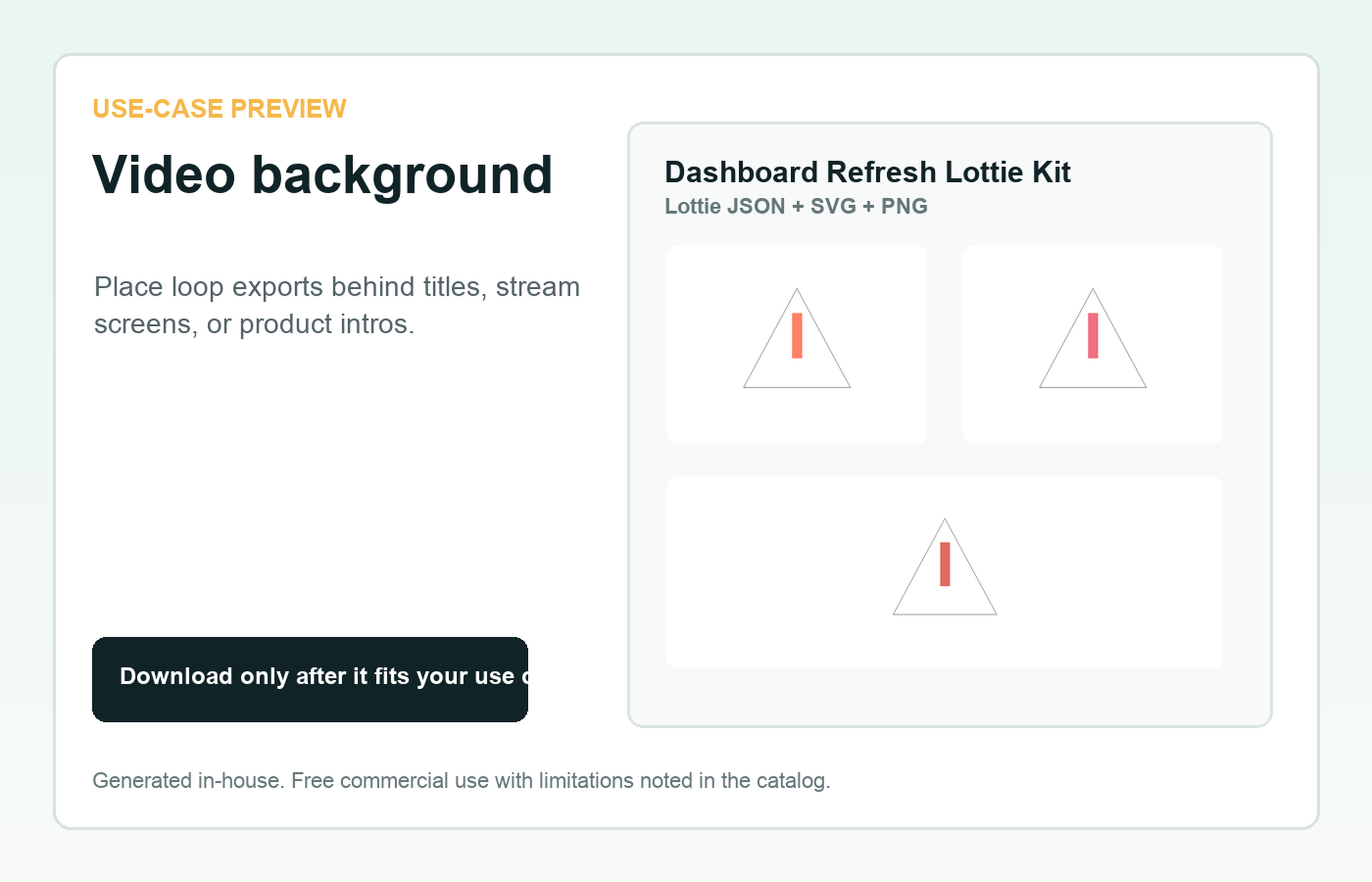 Dashboard Refresh Lottie Kit Video background use-case preview