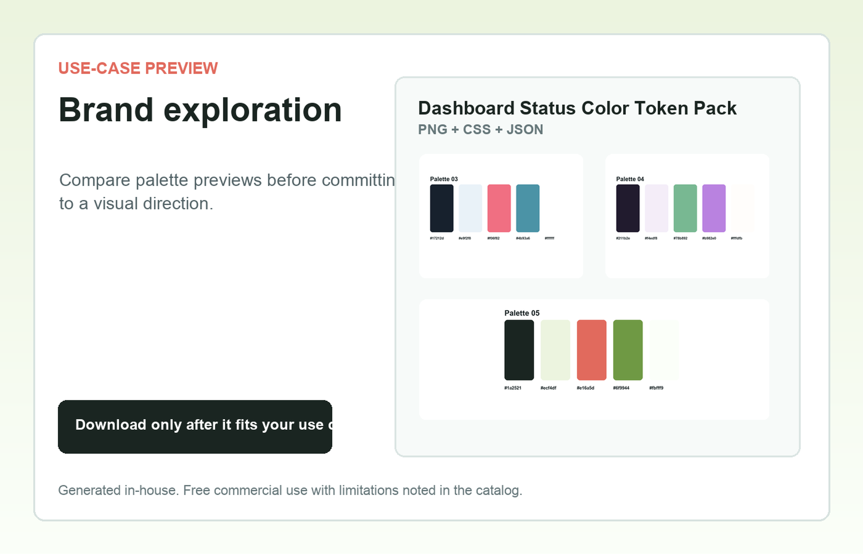 Dashboard Status Color Token Pack Brand exploration use-case preview