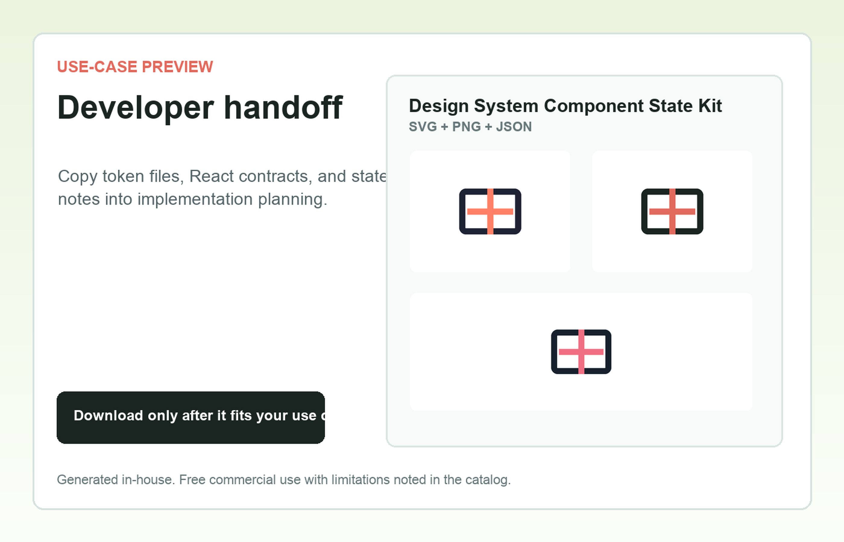 Design System Component State Kit Developer handoff use-case preview