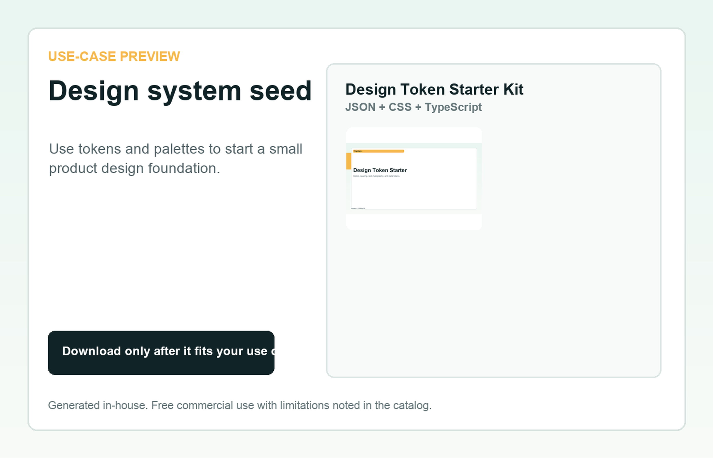 Design Token Starter Kit Design system seed use-case preview