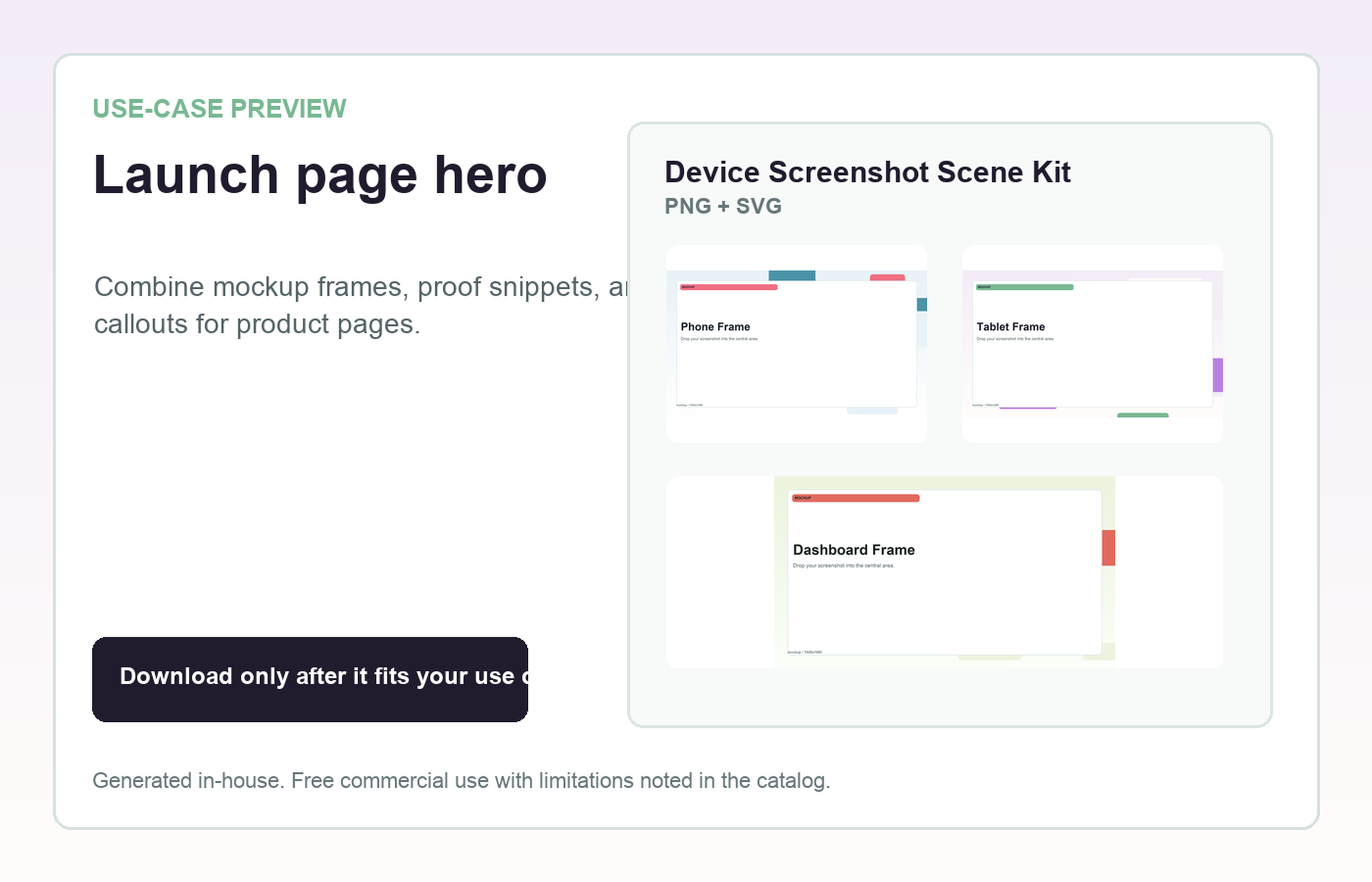 Device Screenshot Scene Kit Launch page hero use-case preview