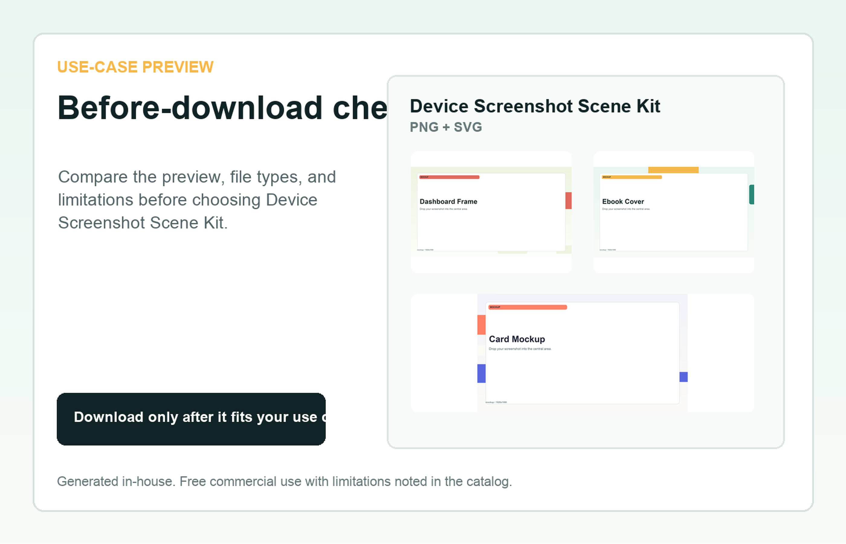 Device Screenshot Scene Kit Before-download check use-case preview