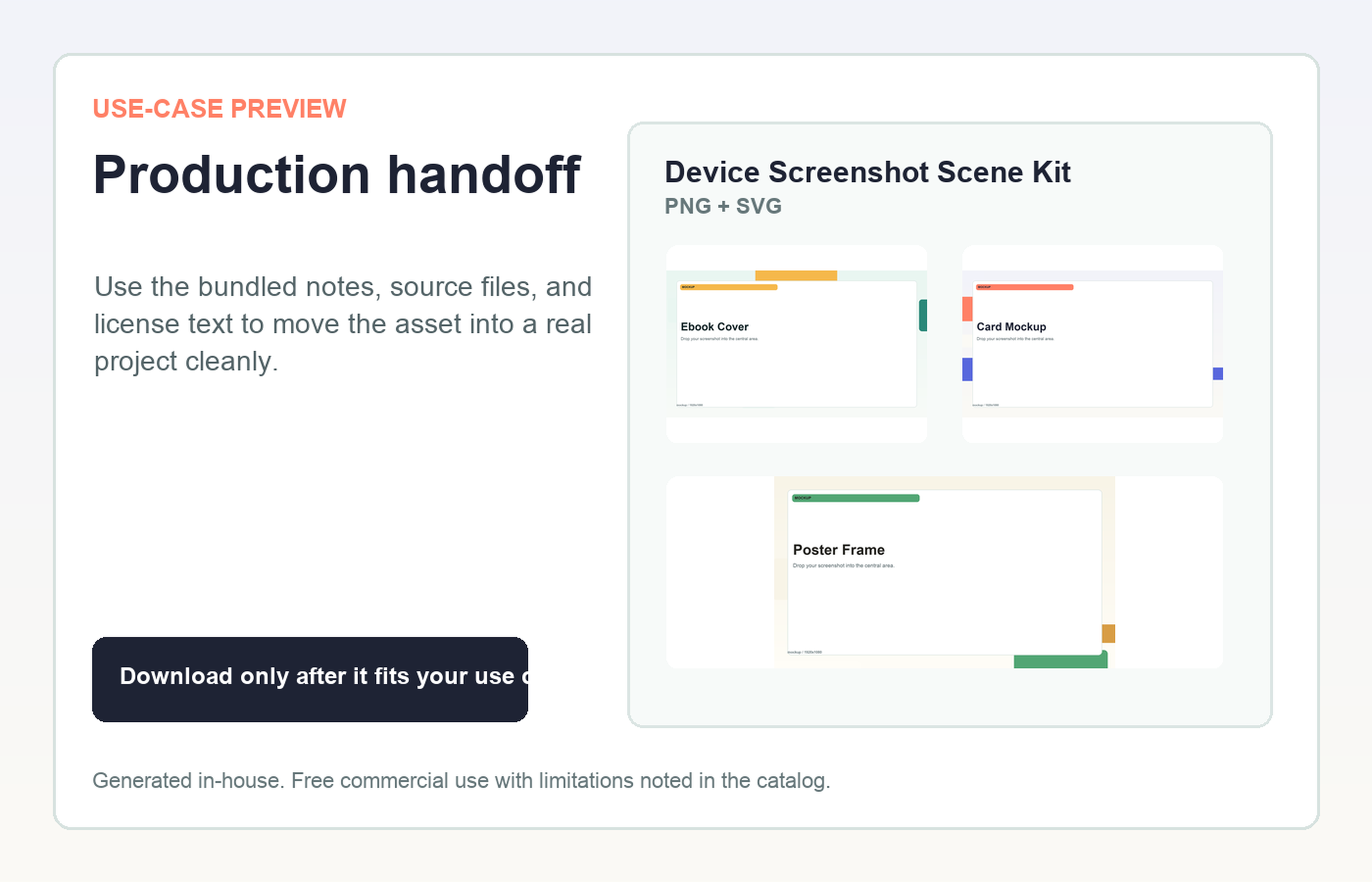 Device Screenshot Scene Kit Production handoff use-case preview
