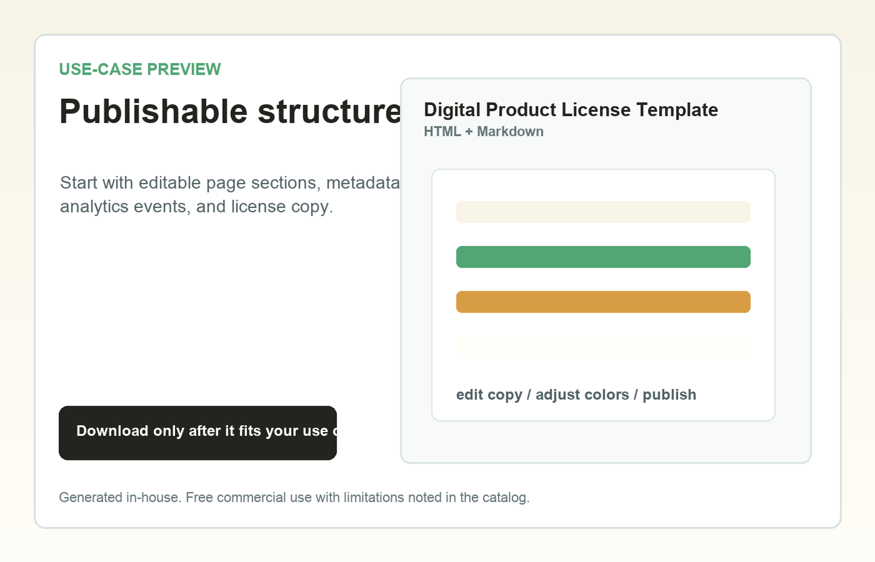 Digital Product License Template Publishable structure use-case preview