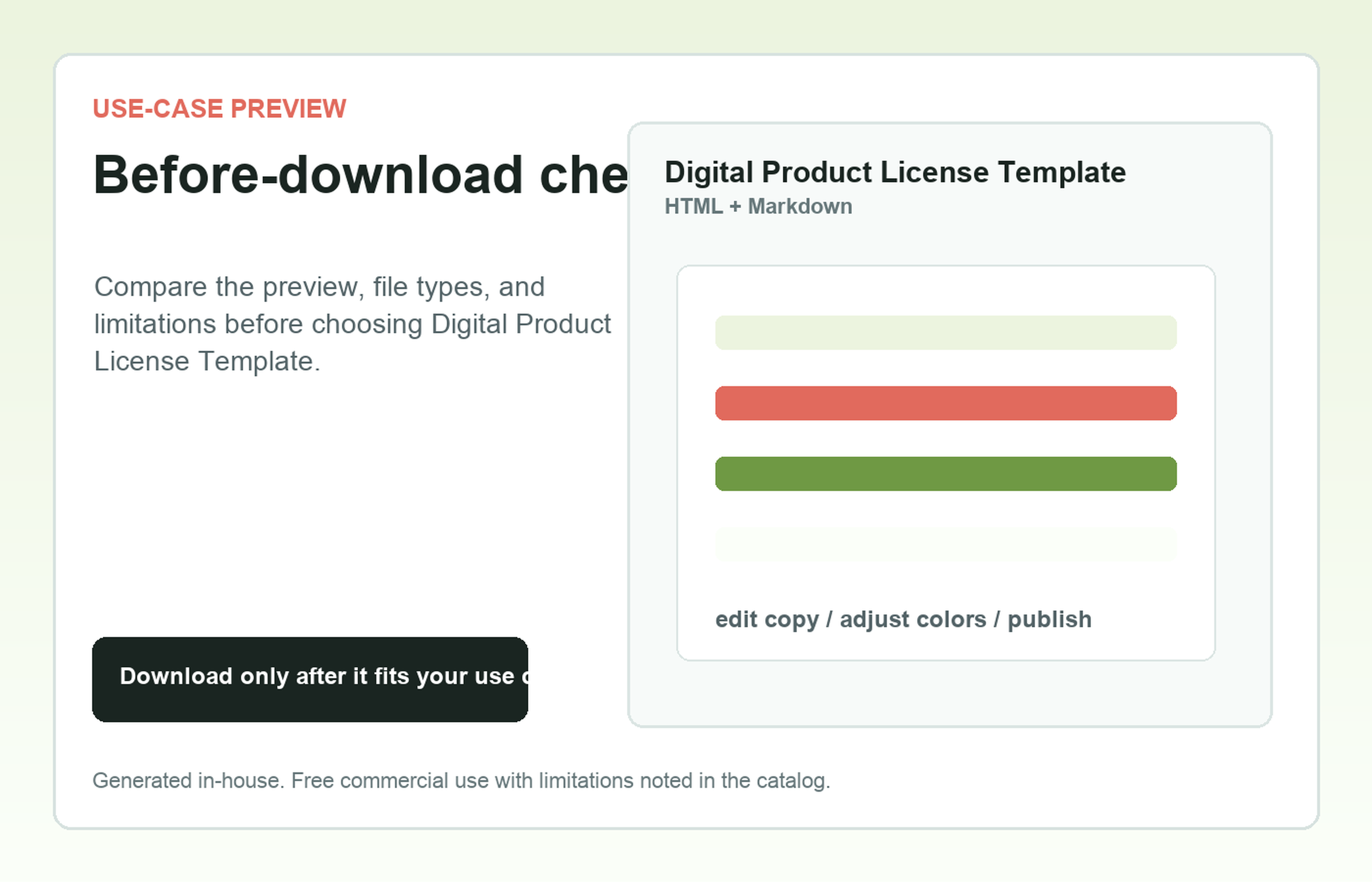 Digital Product License Template Before-download check use-case preview