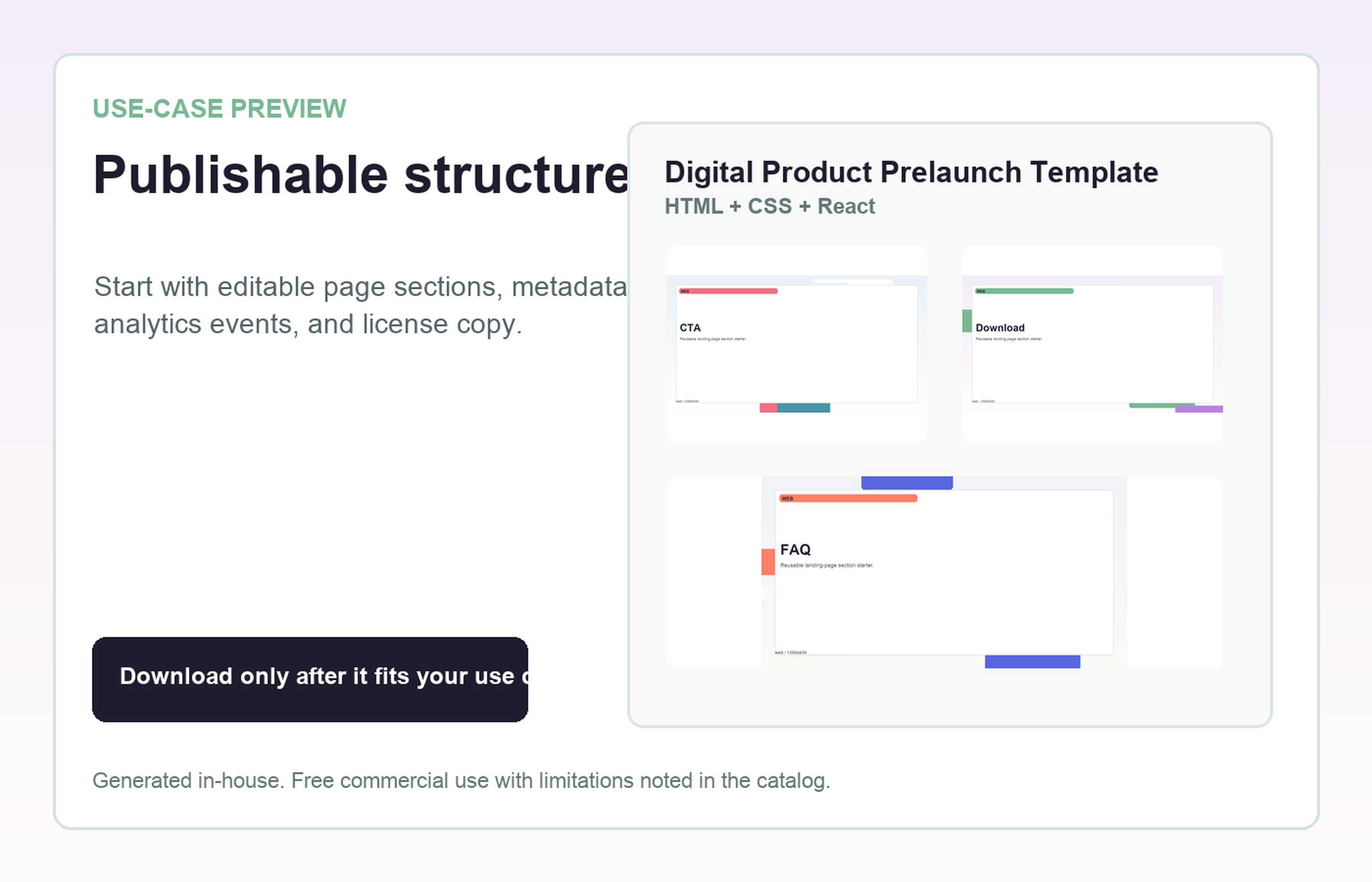 Digital Product Prelaunch Template Publishable structure use-case preview