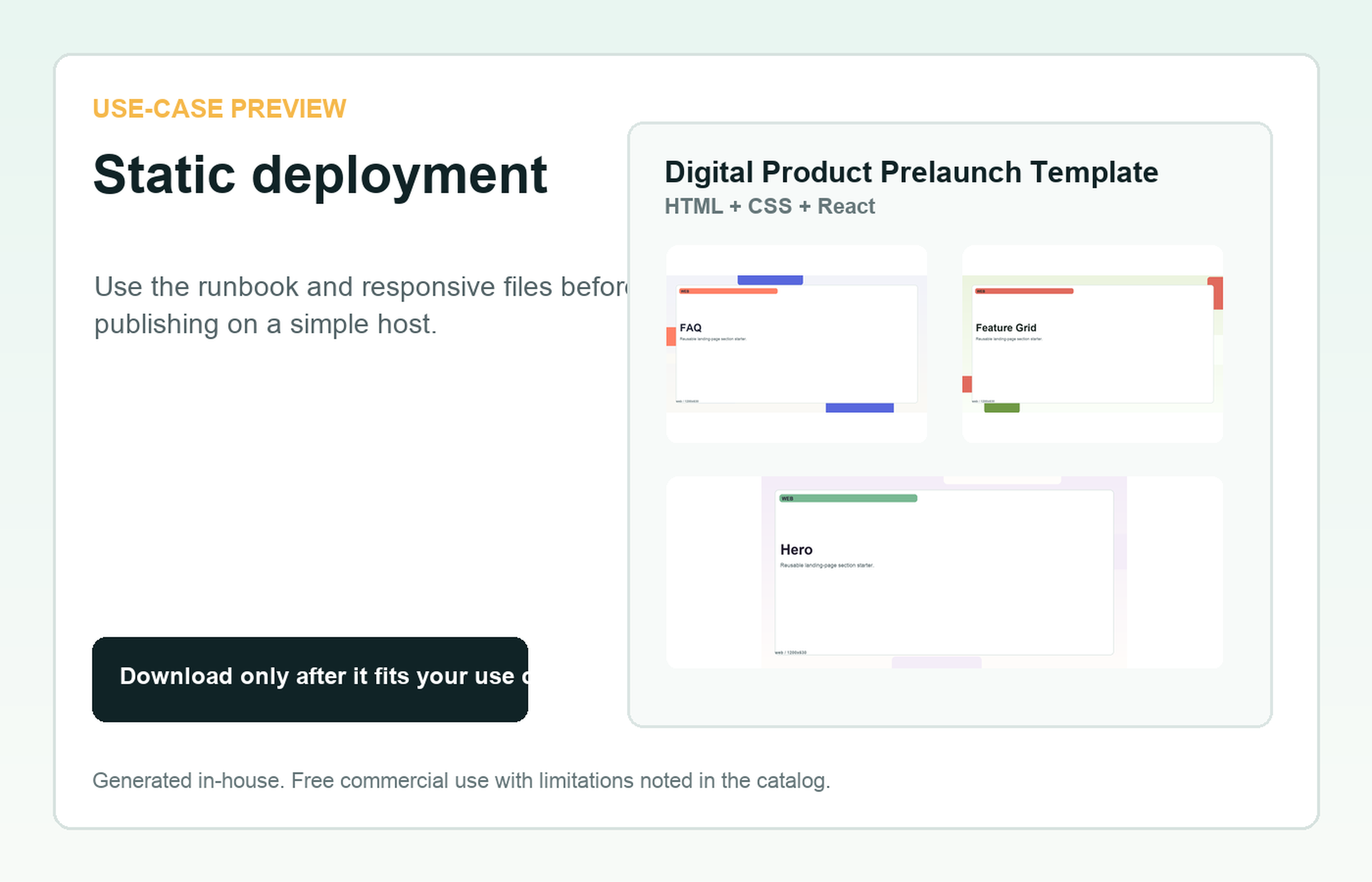 Digital Product Prelaunch Template Static deployment use-case preview