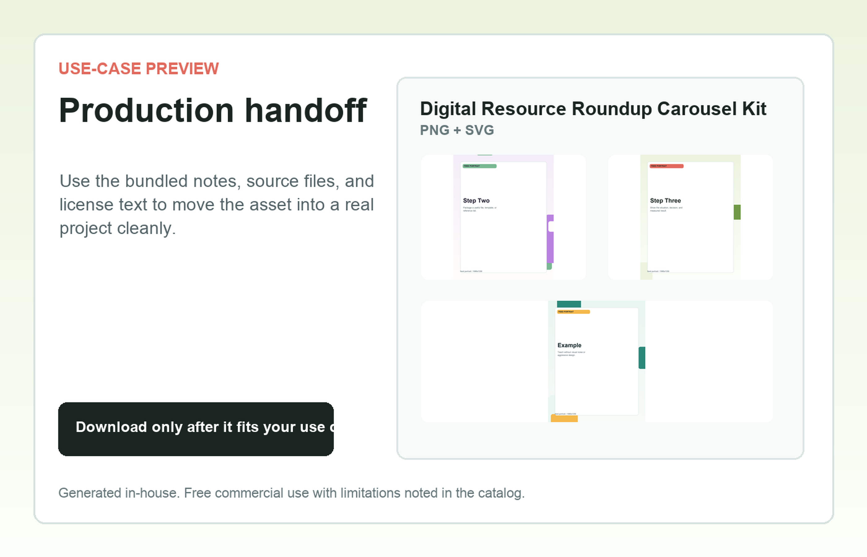Digital Resource Roundup Carousel Kit Production handoff use-case preview