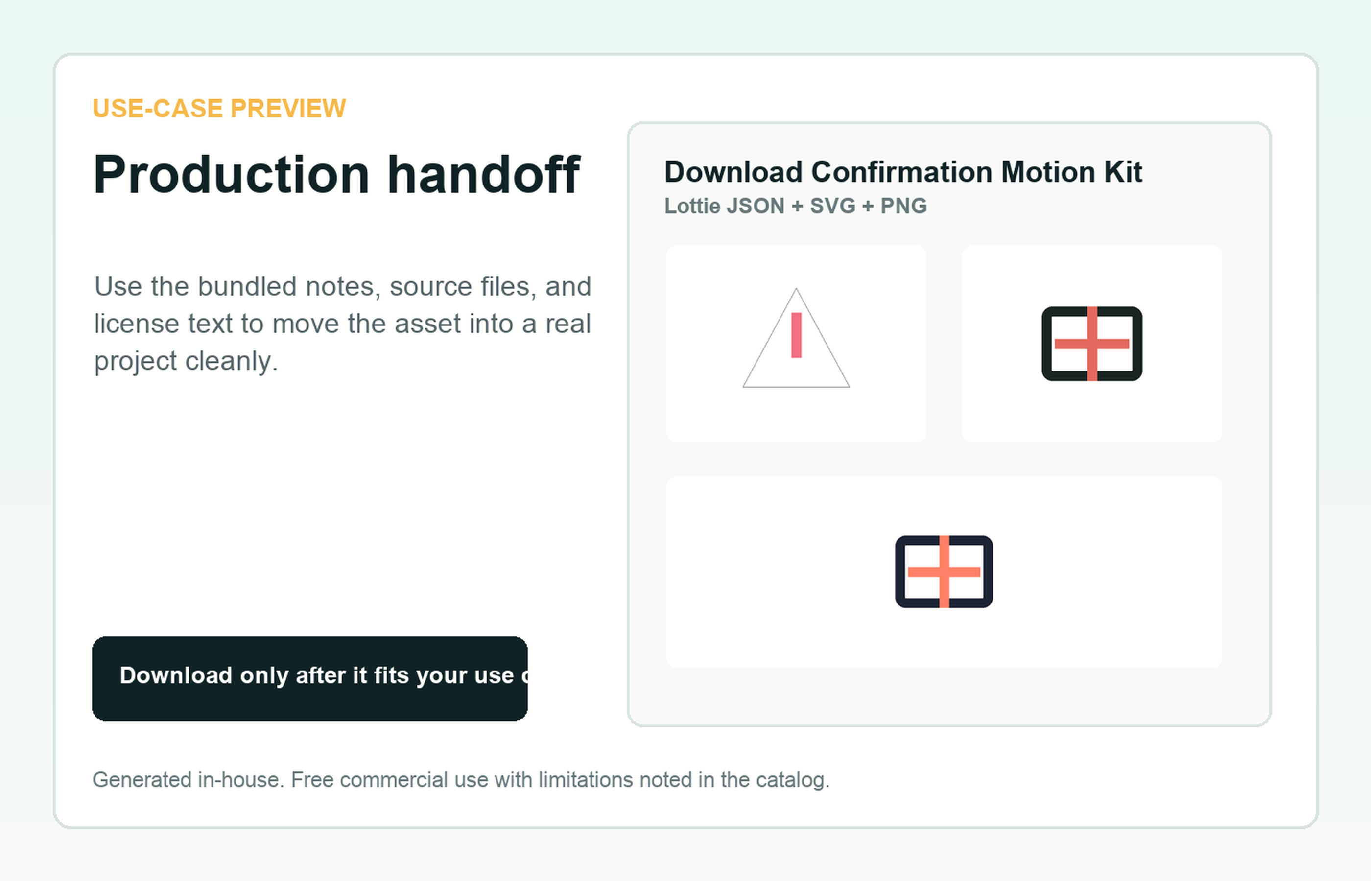 Download Confirmation Motion Kit Production handoff use-case preview