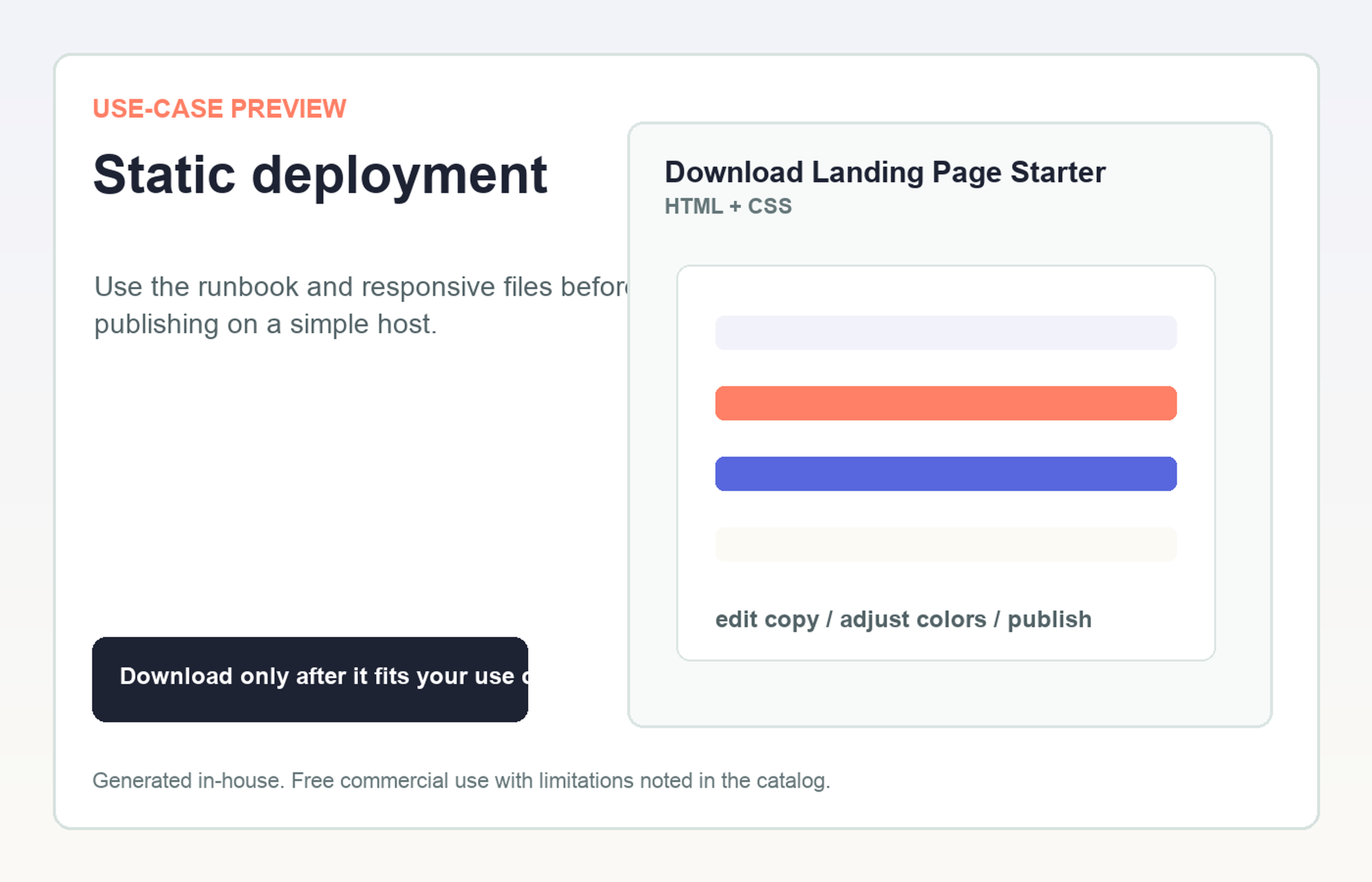 Download Landing Page Starter Static deployment use-case preview