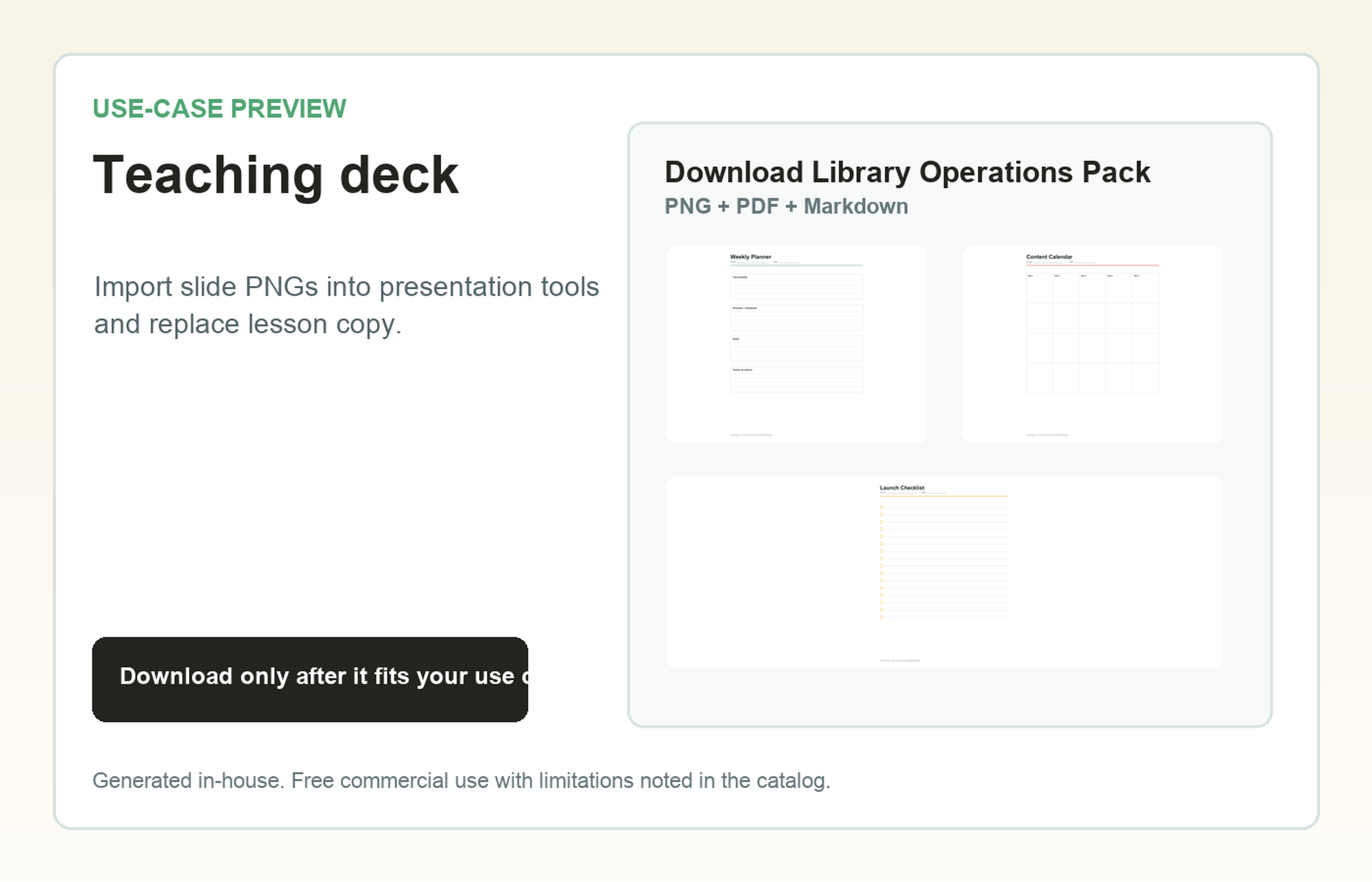 Download Library Operations Pack Teaching deck use-case preview