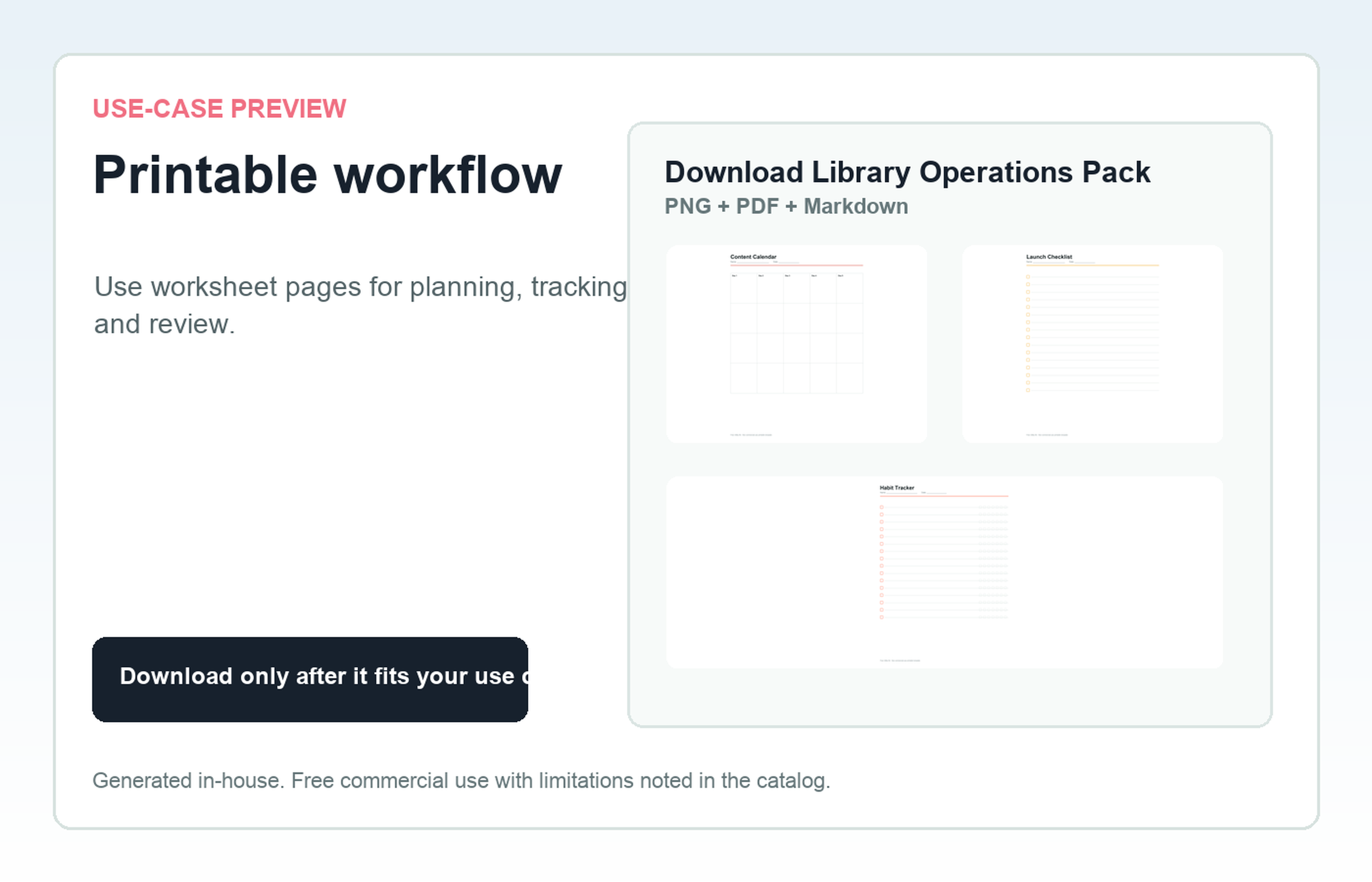 Download Library Operations Pack Printable workflow use-case preview